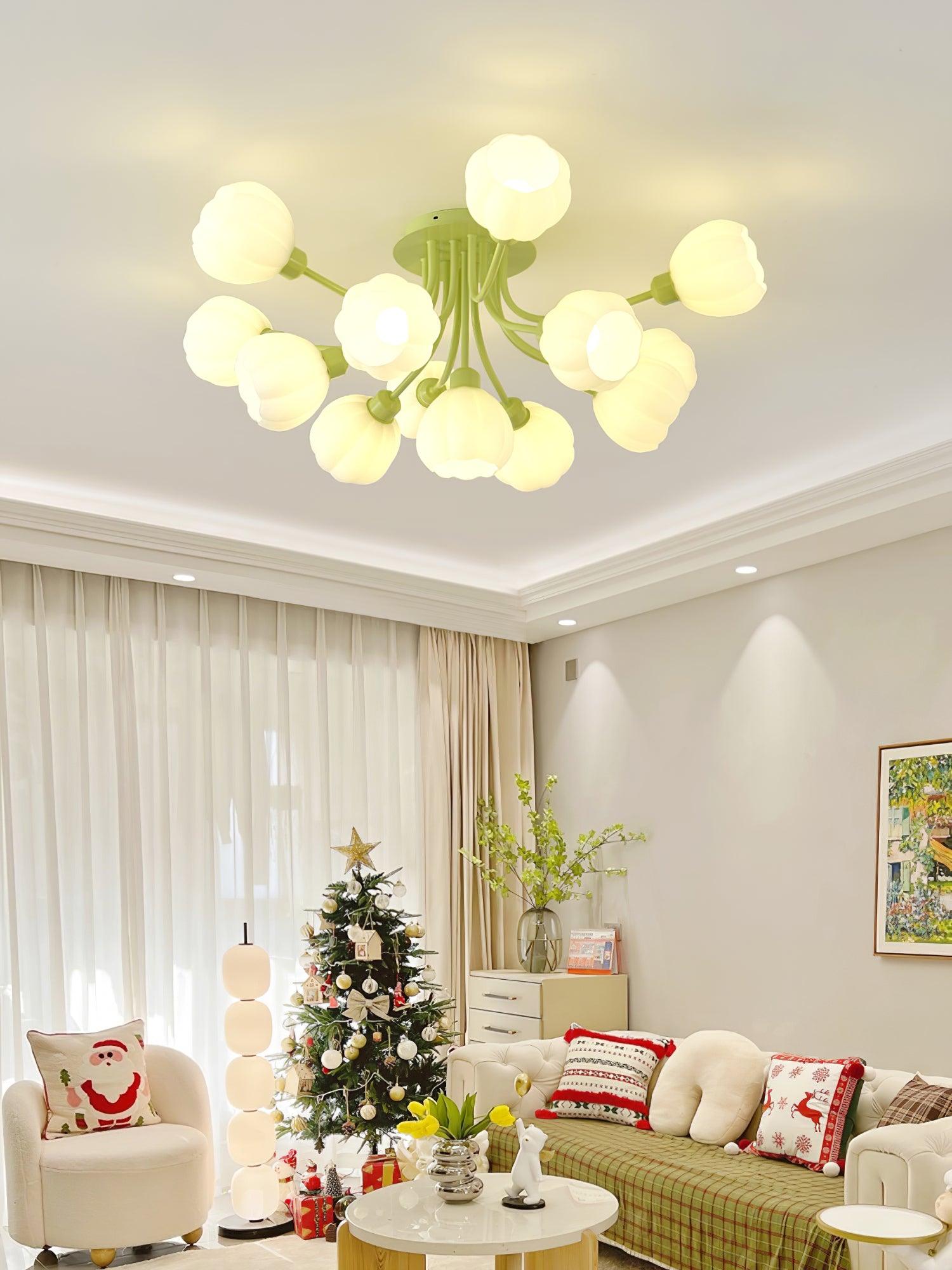 Zenorarae Elegance Matcha Glass Ceiling Lamp-Neutral Decor