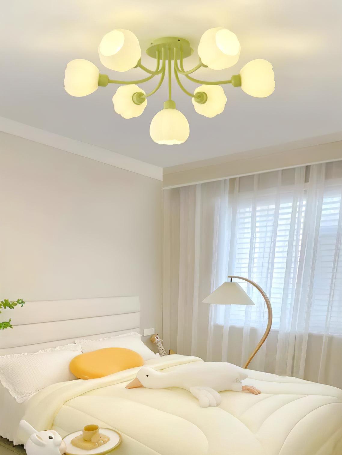 Zenorarae Elegance Matcha Glass Ceiling Lamp-Neutral Decor