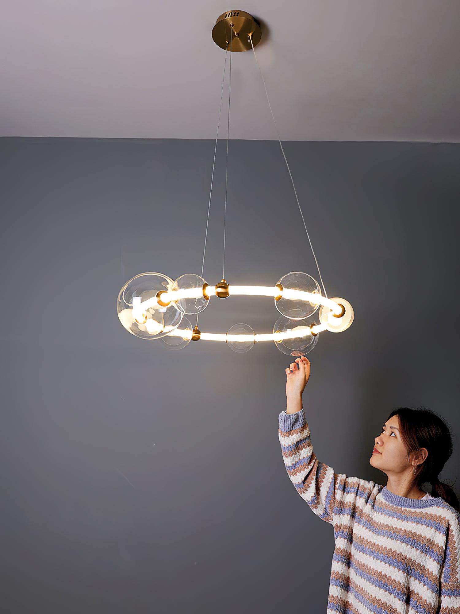 Cera Chandelier Bubble Clear Ring Contemporary Minimalist-Neutral Decor