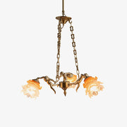 Lustra Chandelier Brass Suspension Floral Vintage-Neutral Decor