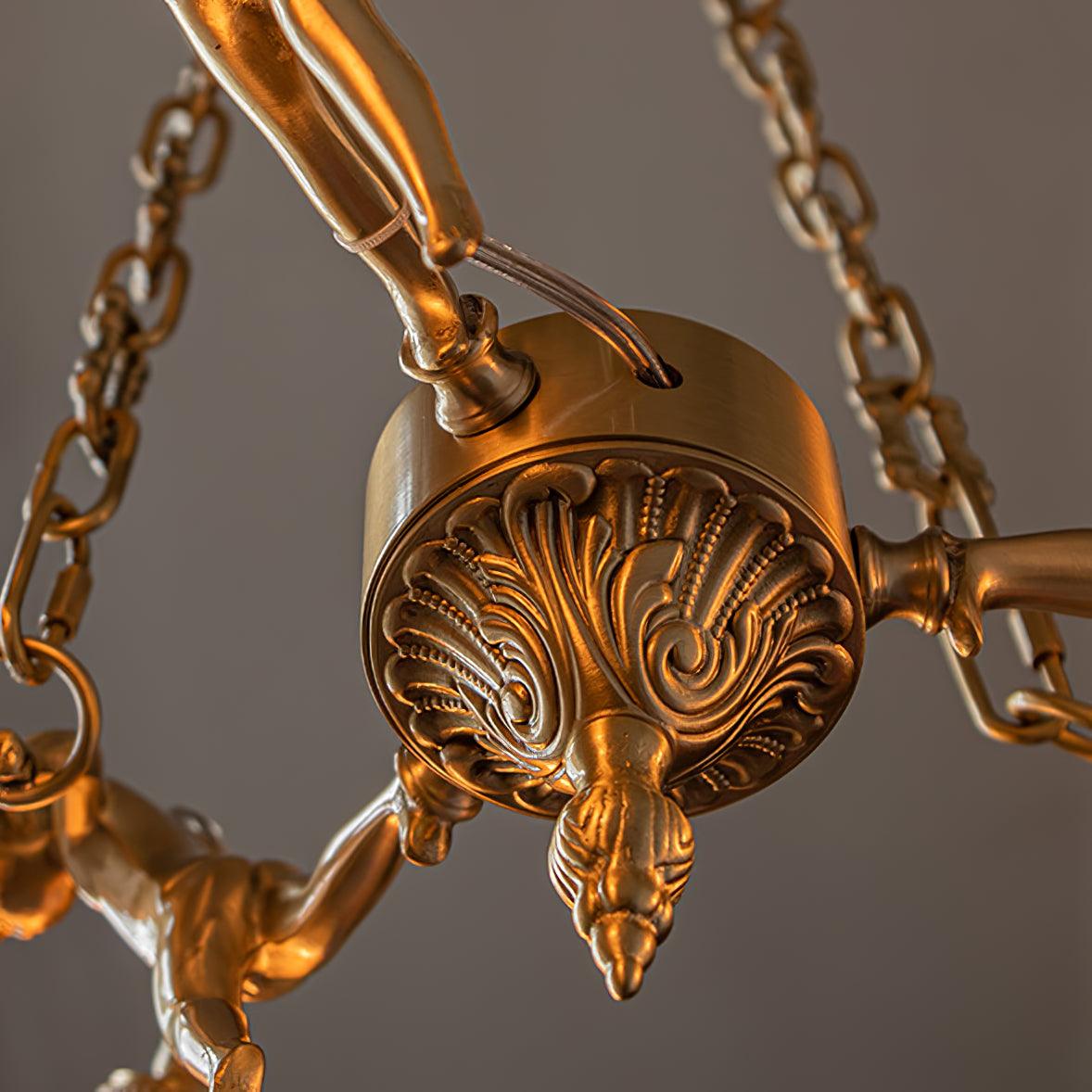 Lustra Chandelier Brass Suspension Floral Vintage-Neutral Decor