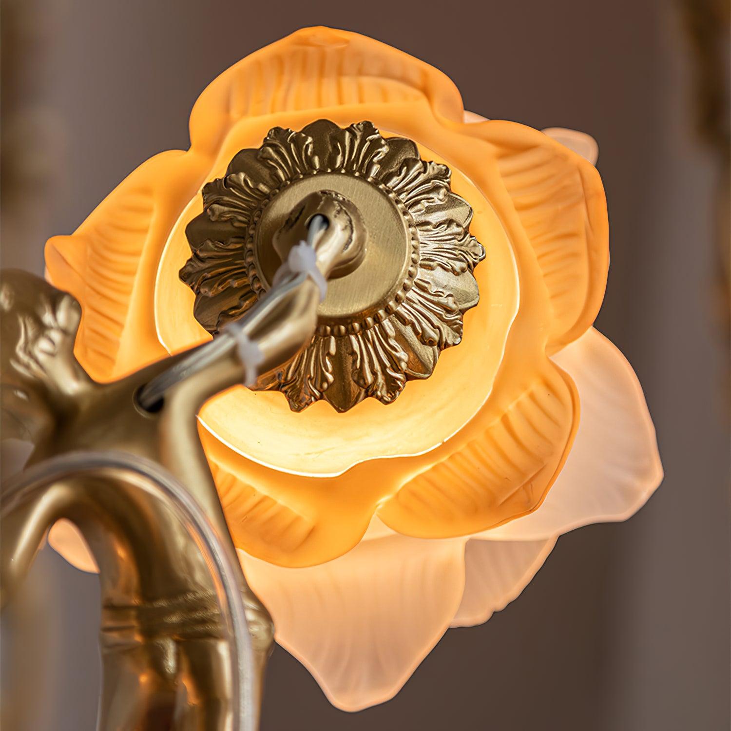 Lustra Chandelier Brass Suspension Floral Vintage-Neutral Decor
