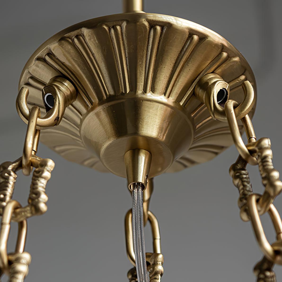 Lustra Chandelier Brass Suspension Floral Vintage-Neutral Decor