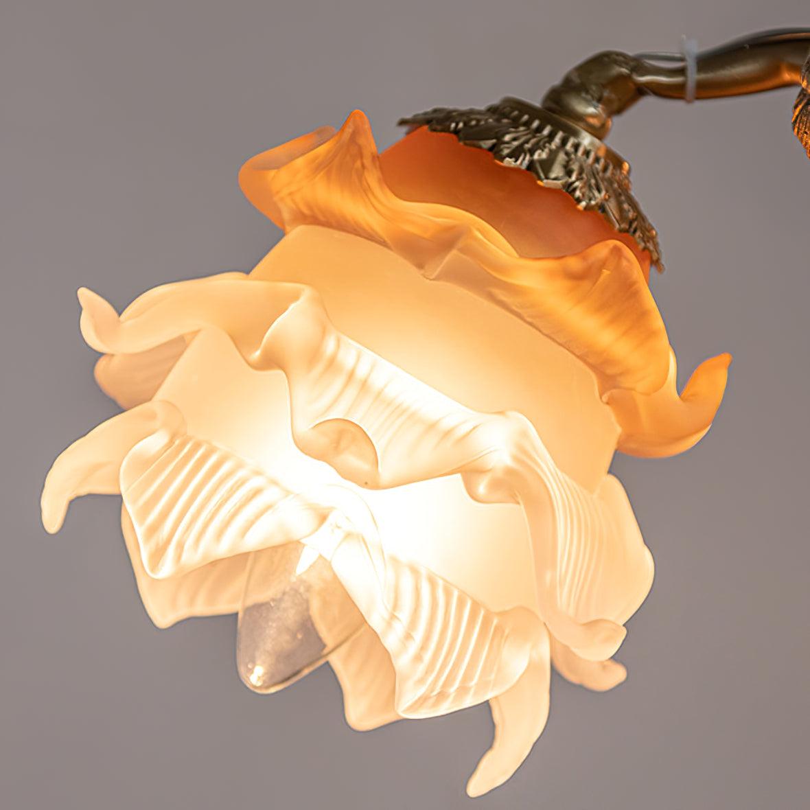 Lustra Chandelier Brass Suspension Floral Vintage-Neutral Decor