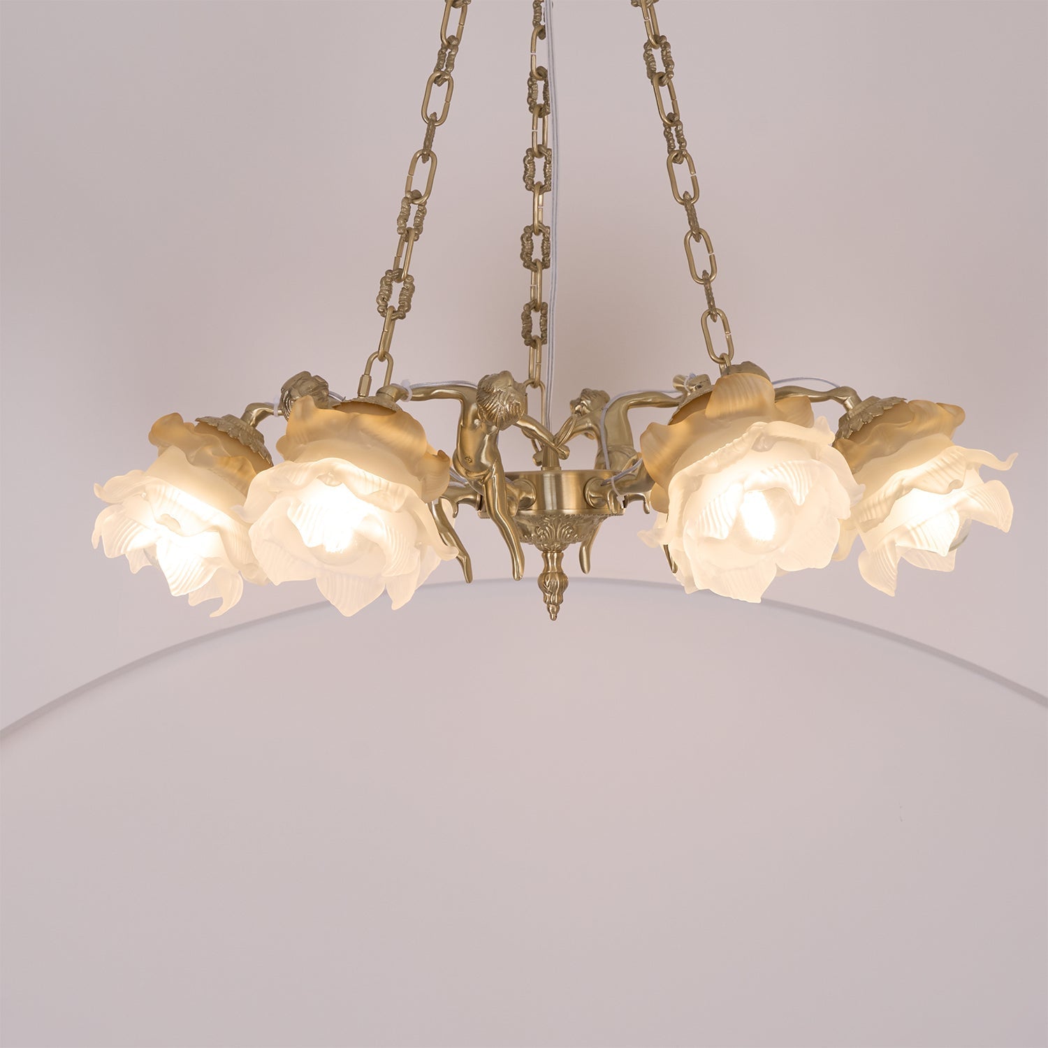 Lustra Chandelier Brass Suspension Floral Vintage-Neutral Decor
