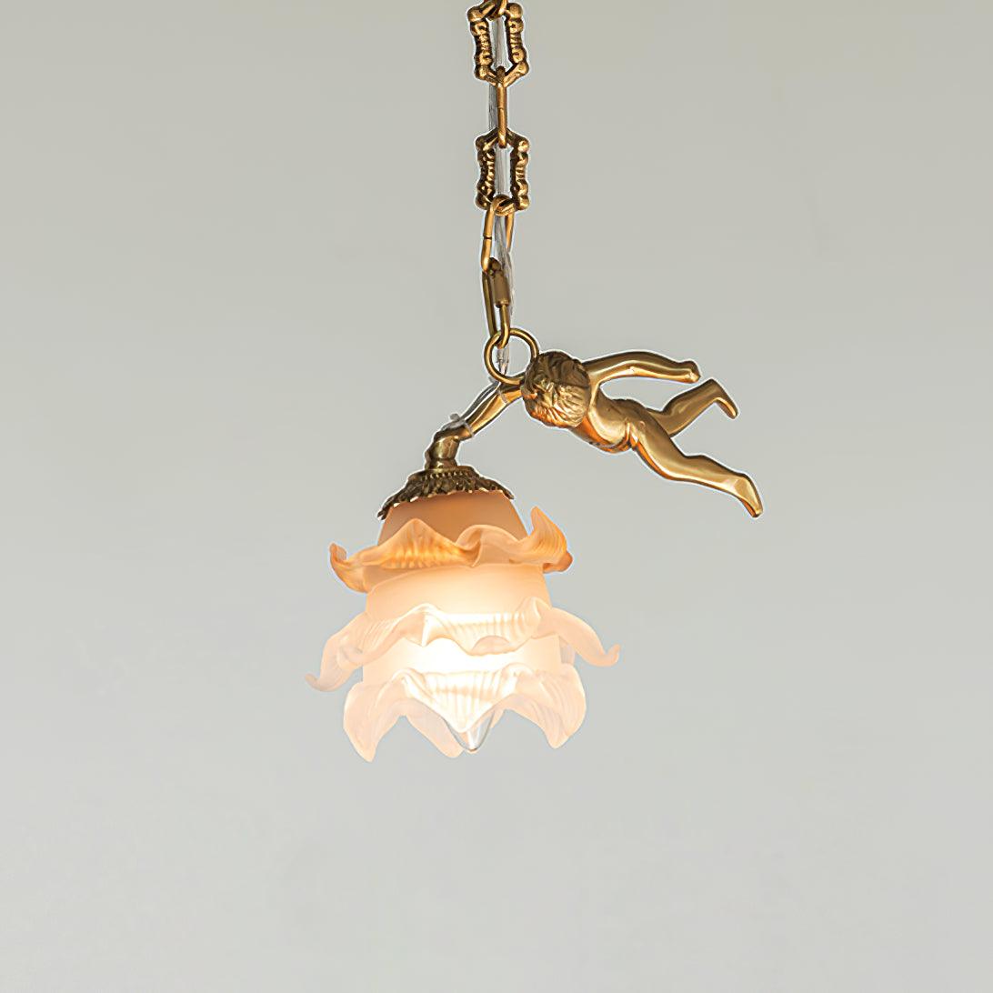 Lustra Chandelier Brass Suspension Floral Vintage-Neutral Decor