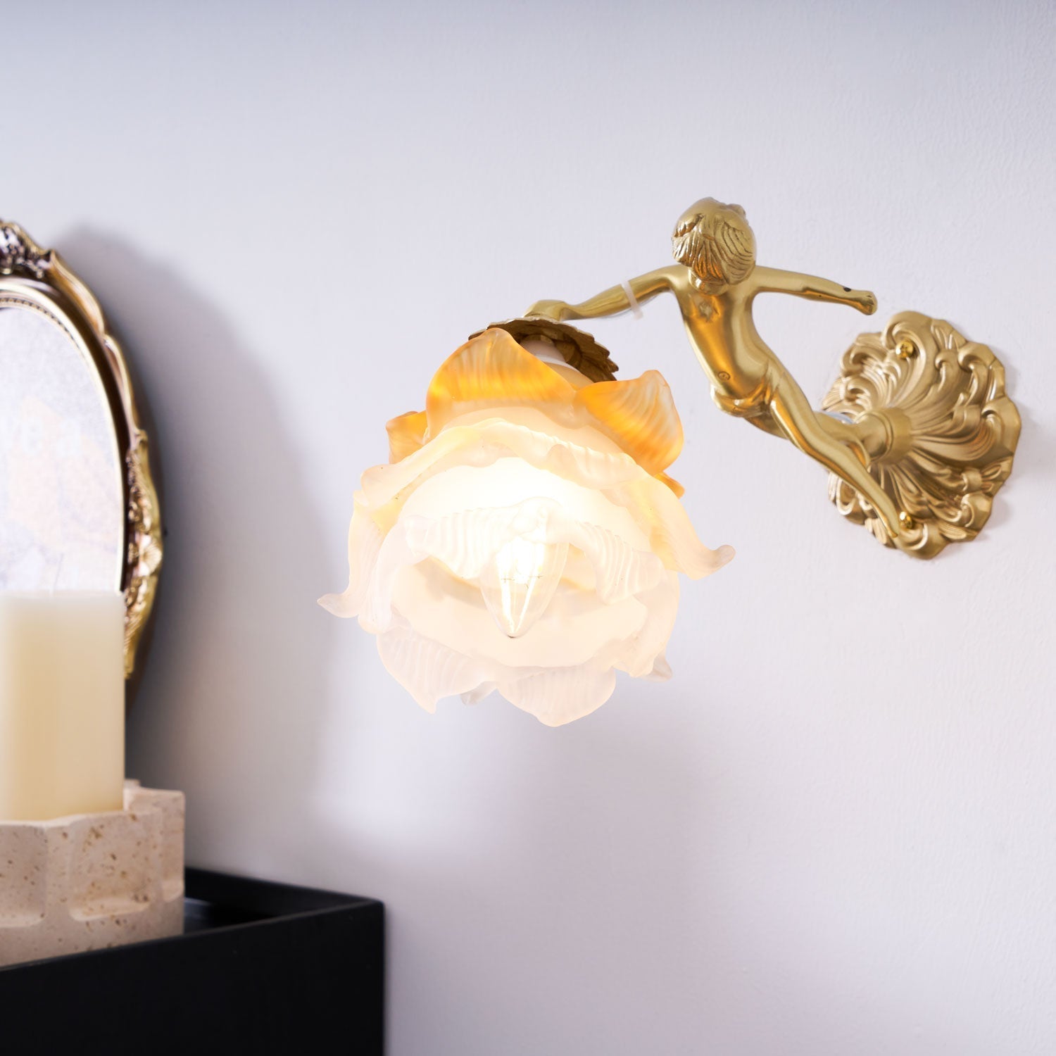 Bex Flying Angel Glass Wall Light-Neutral Decor