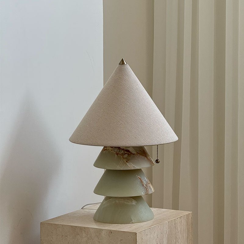 Pyramid Retro Marble Table Lamp-Neutral Decor