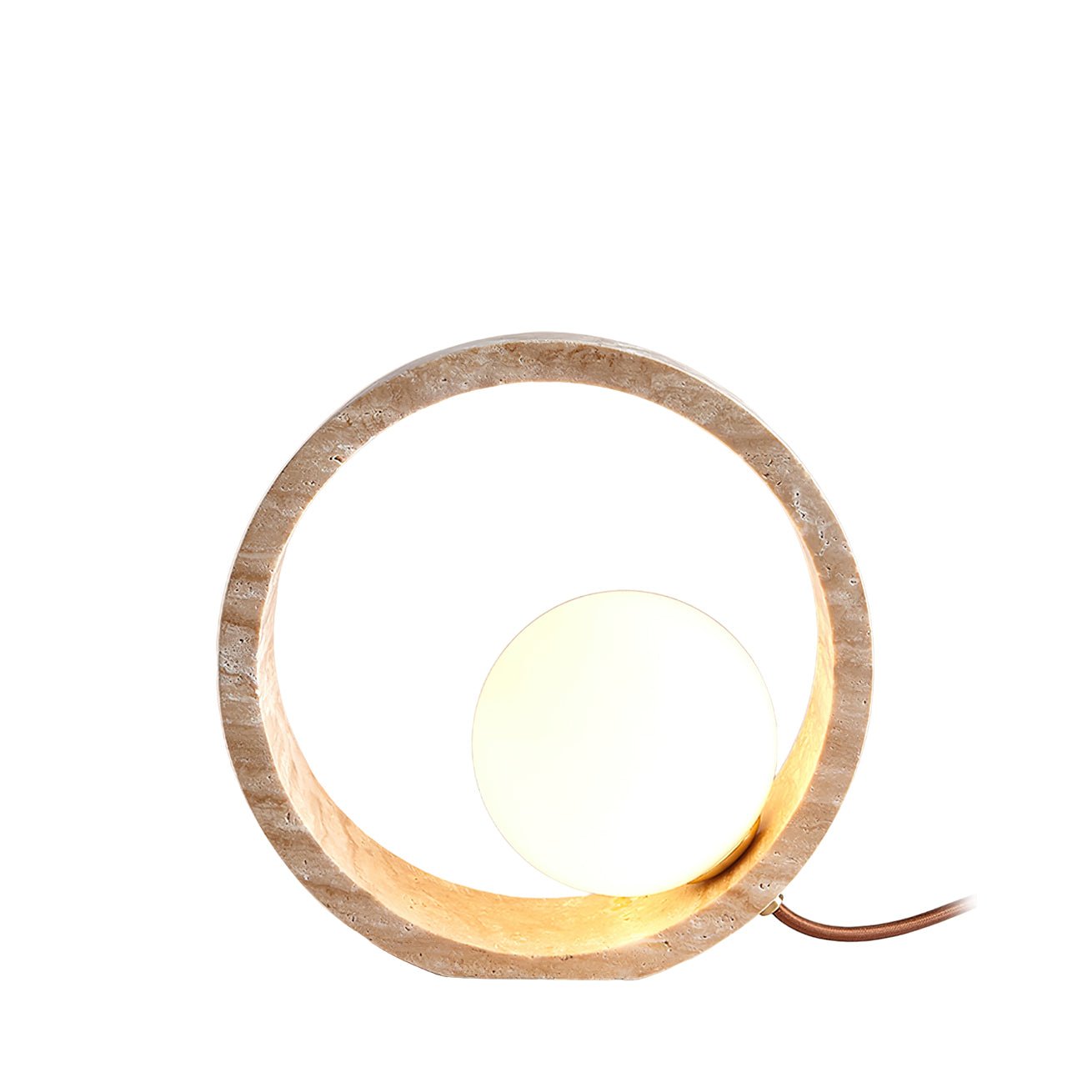 Orzore Circular Travertine Table Lamp-Neutral Decor