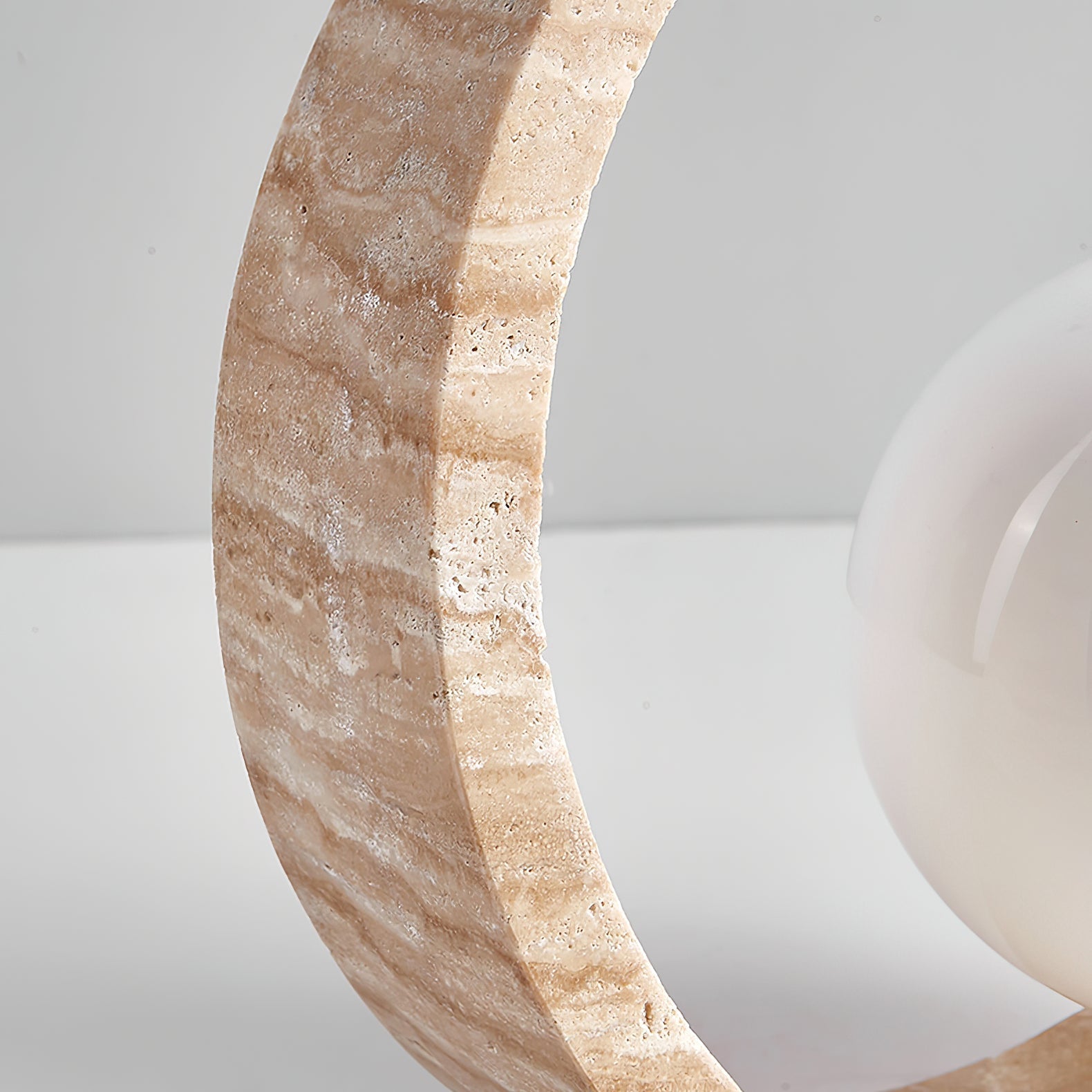 Orzore Circular Travertine Table Lamp-Neutral Decor