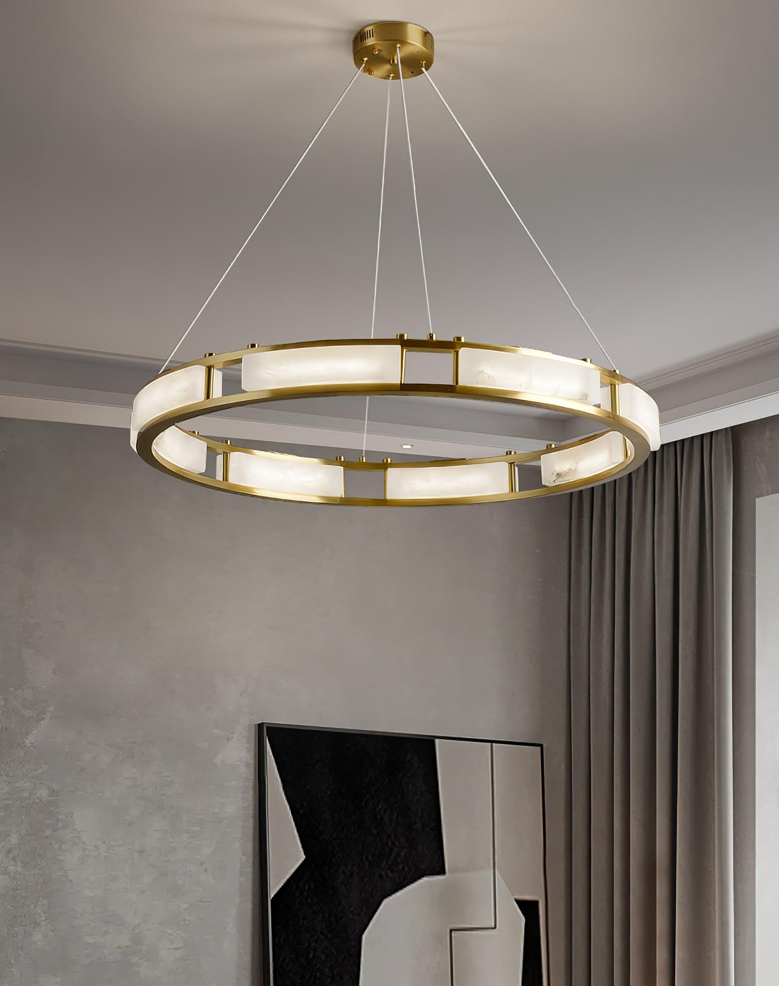 Dythan Minimalist Alabaster Ring Pendant Light-Neutral Decor