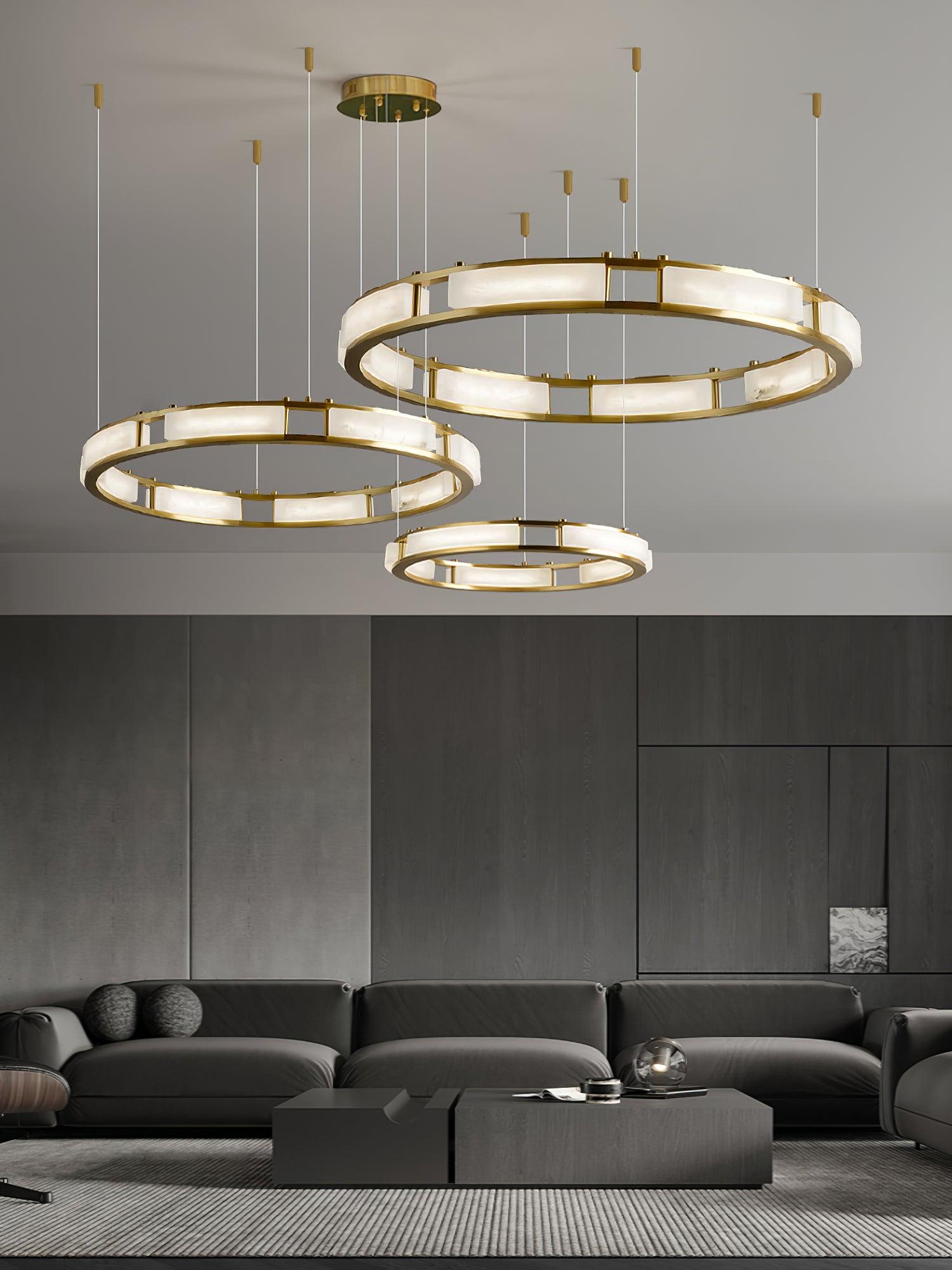 Dythan Minimalist Alabaster Ring Pendant Light-Neutral Decor