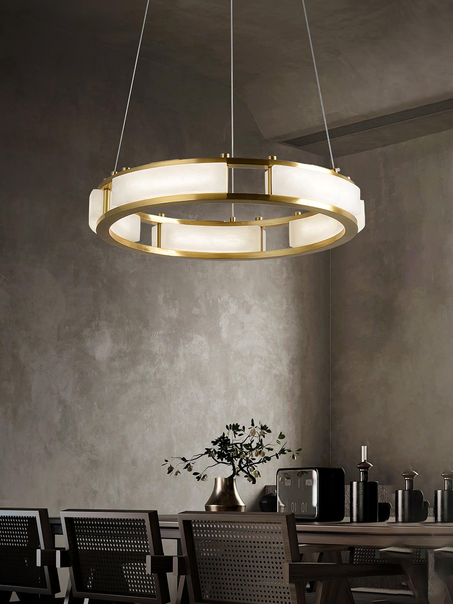 Dythan Minimalist Alabaster Ring Pendant Light-Neutral Decor