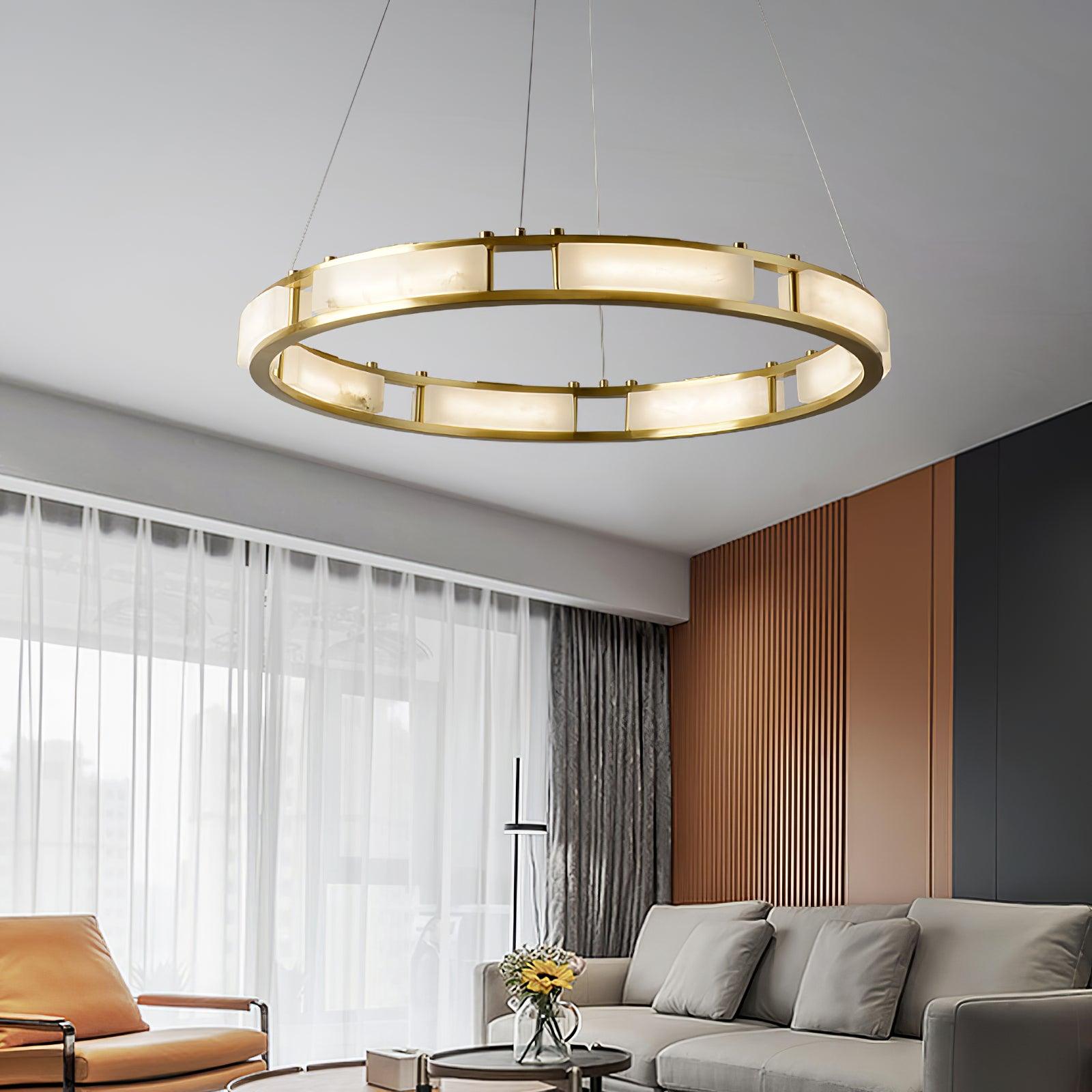 Dythan Minimalist Alabaster Ring Pendant Light-Neutral Decor