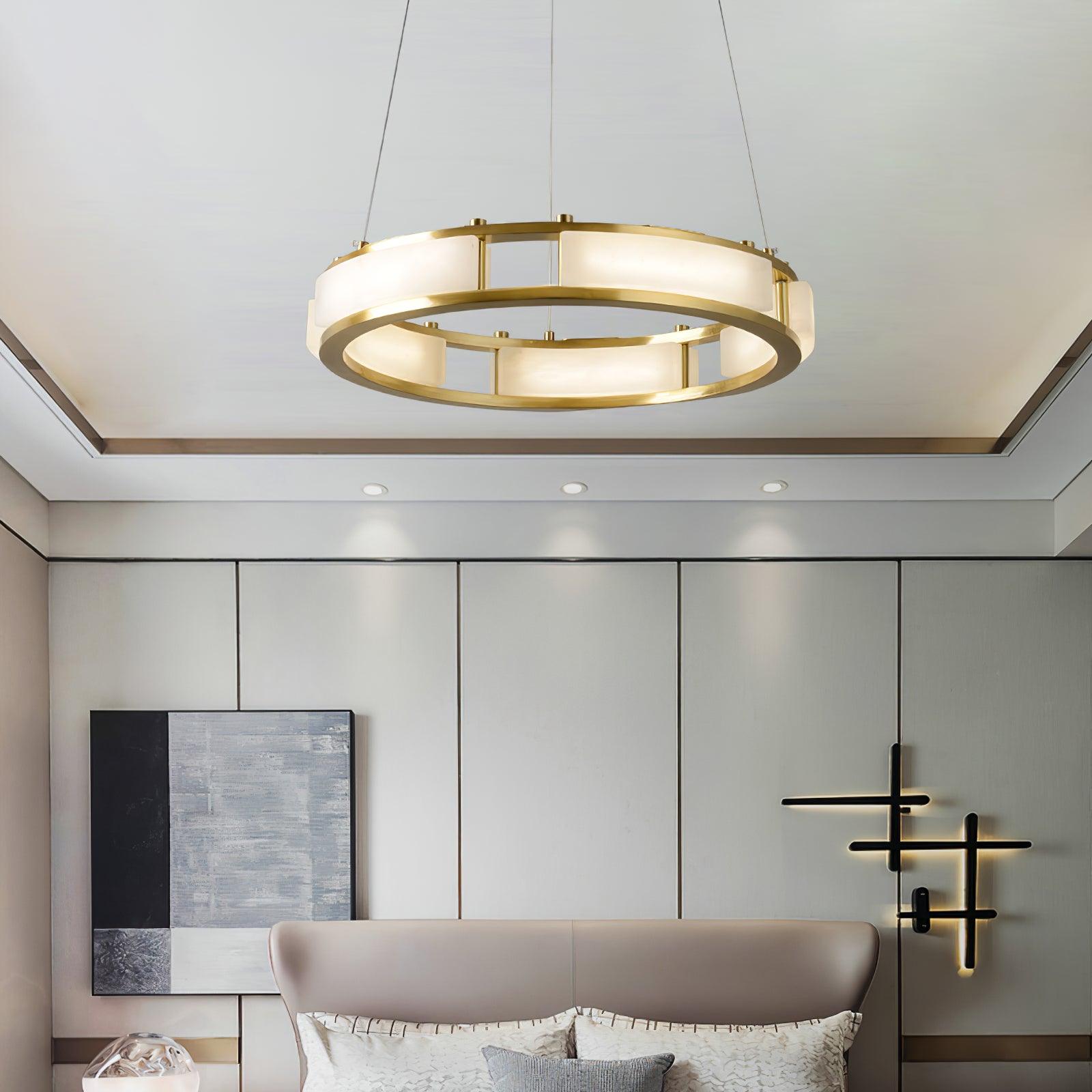 Dythan Minimalist Alabaster Ring Pendant Light-Neutral Decor