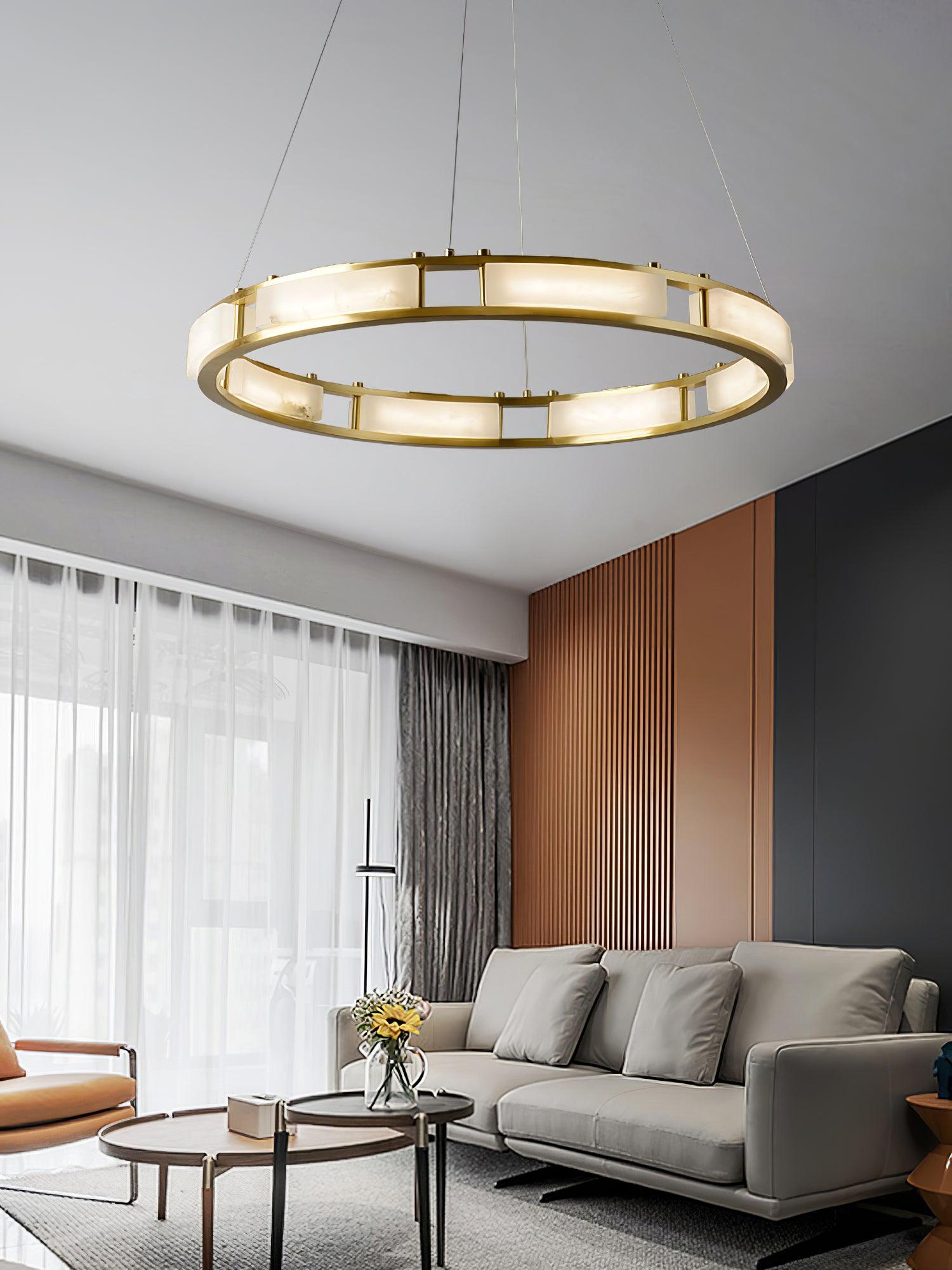 Dythan Minimalist Alabaster Ring Pendant Light-Neutral Decor