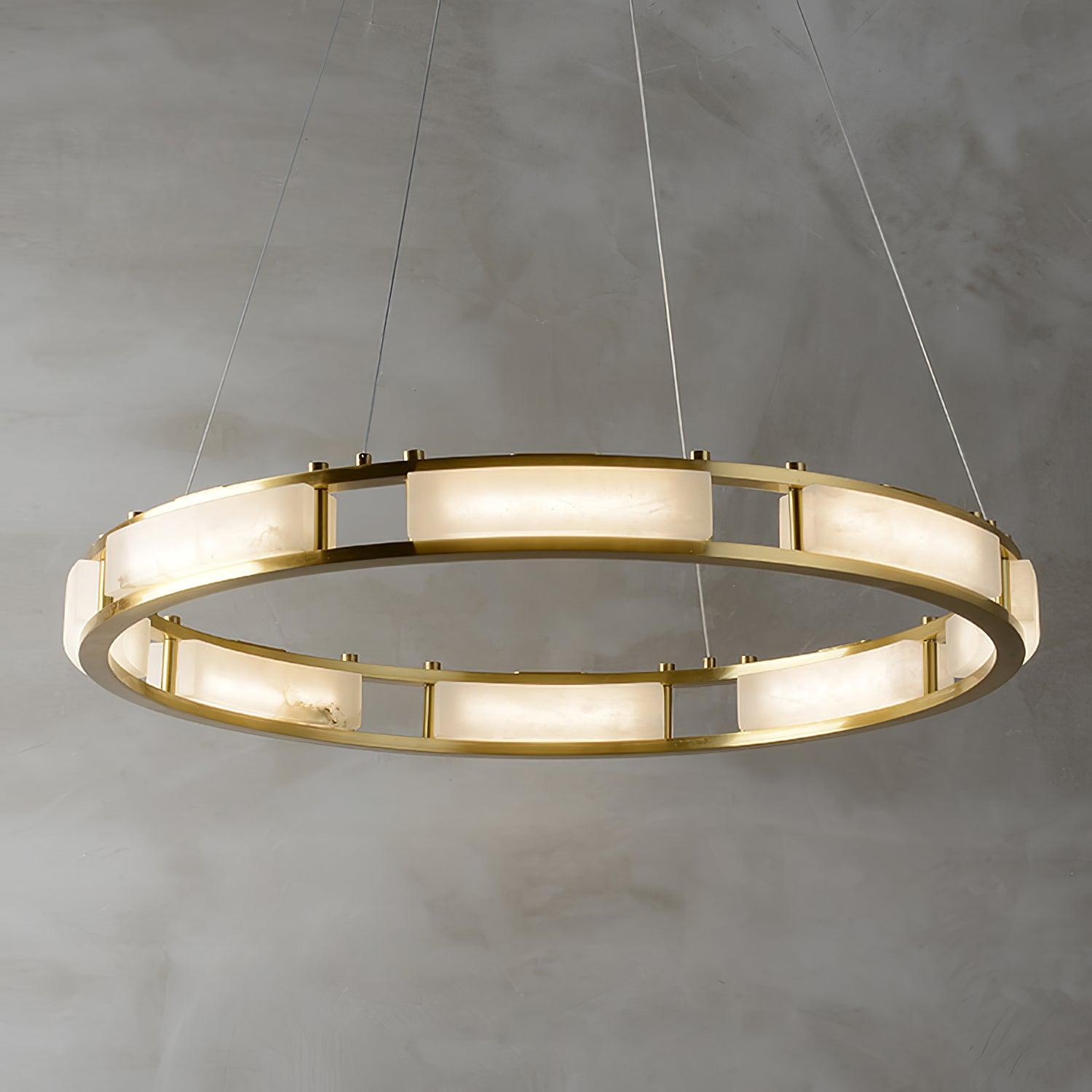 Dythan Minimalist Alabaster Ring Pendant Light-Neutral Decor