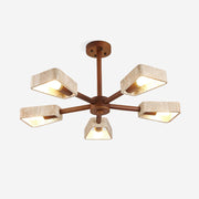 Feyno Travertine & Wood Ceiling Light