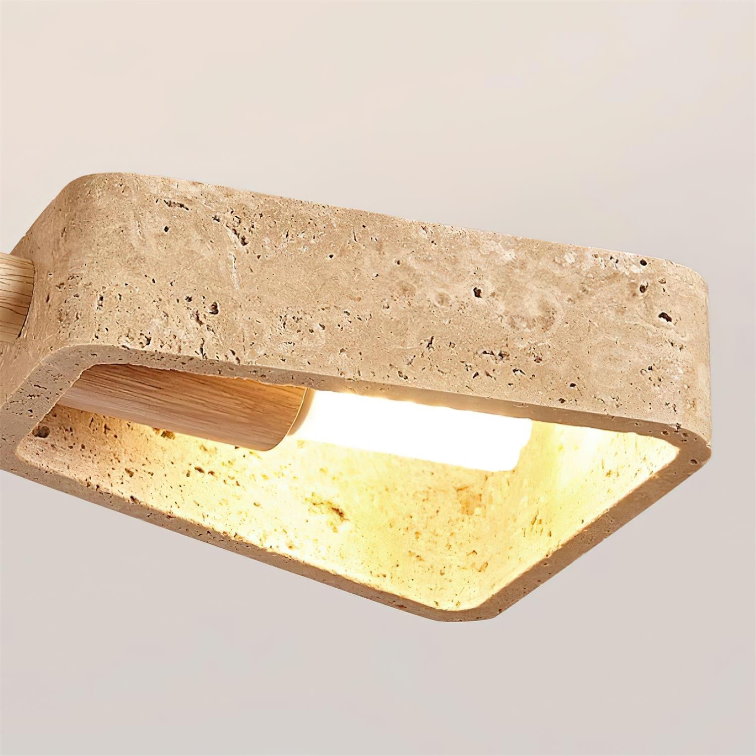 Feyno Travertine & Wood Ceiling Light