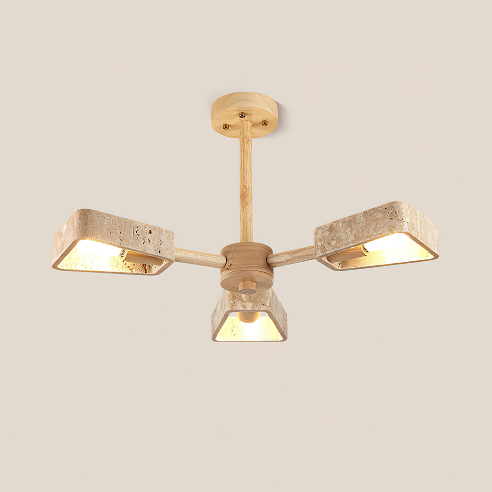 Feyno Travertine & Wood Ceiling Light