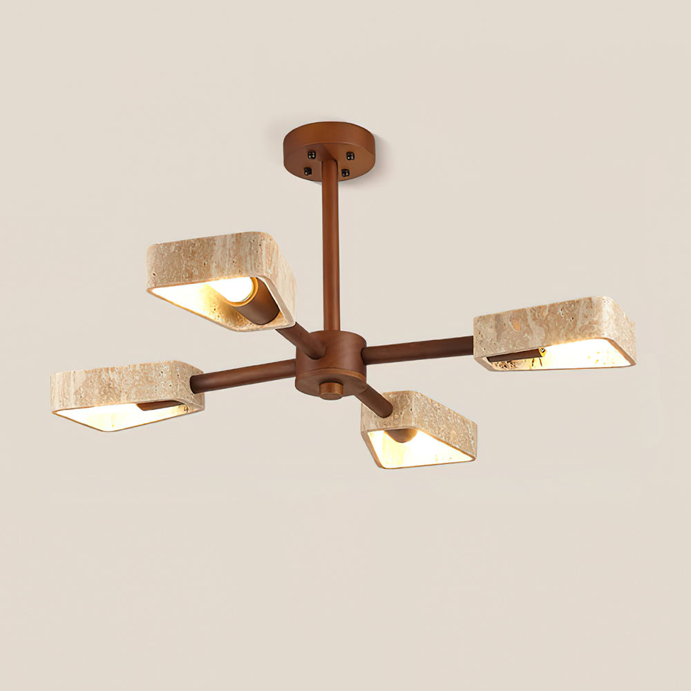 Feyno Travertine & Wood Ceiling Light