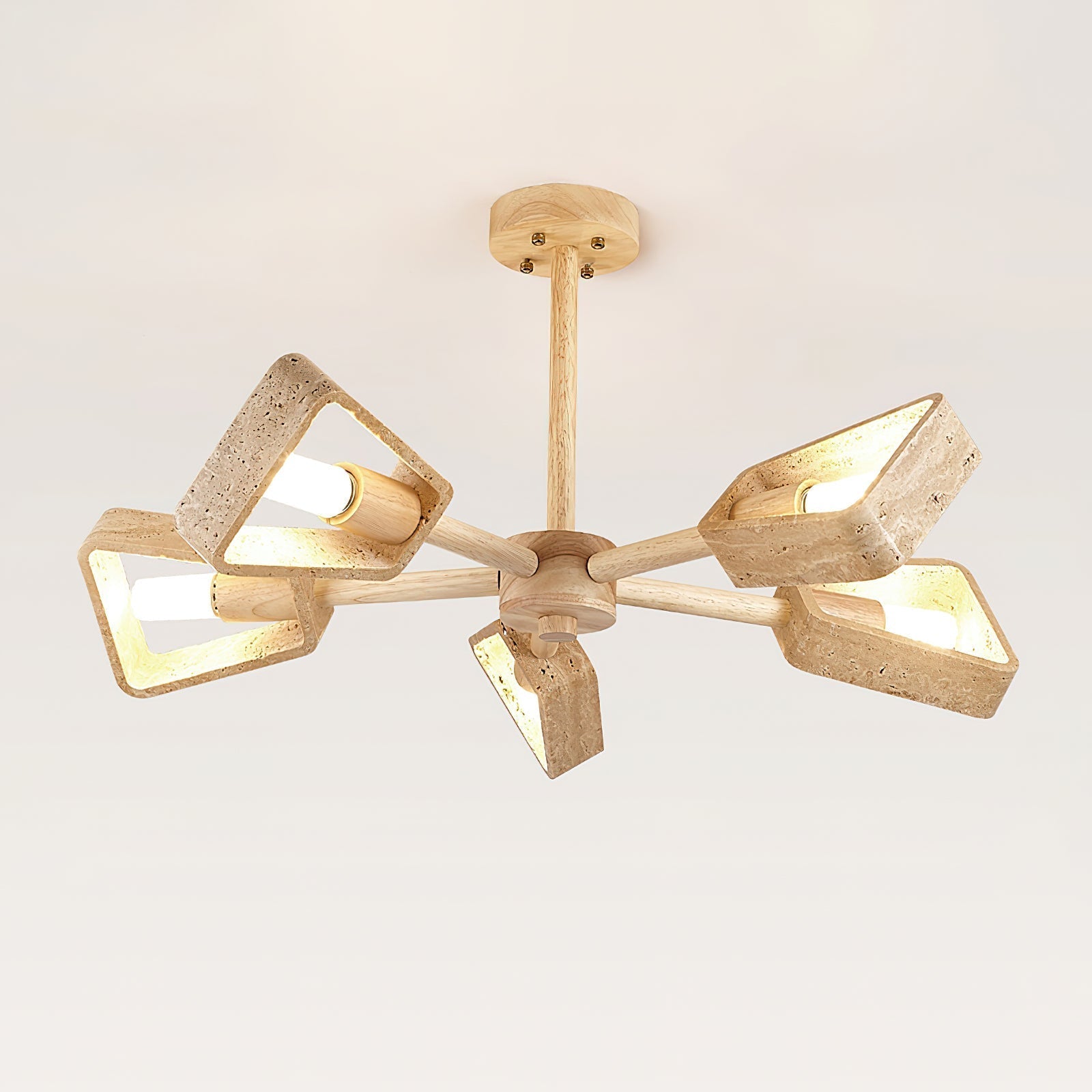 Feyno Travertine & Wood Ceiling Light
