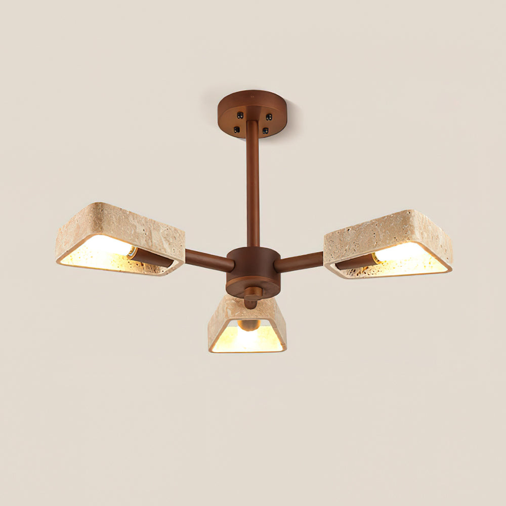 Feyno Travertine & Wood Ceiling Light