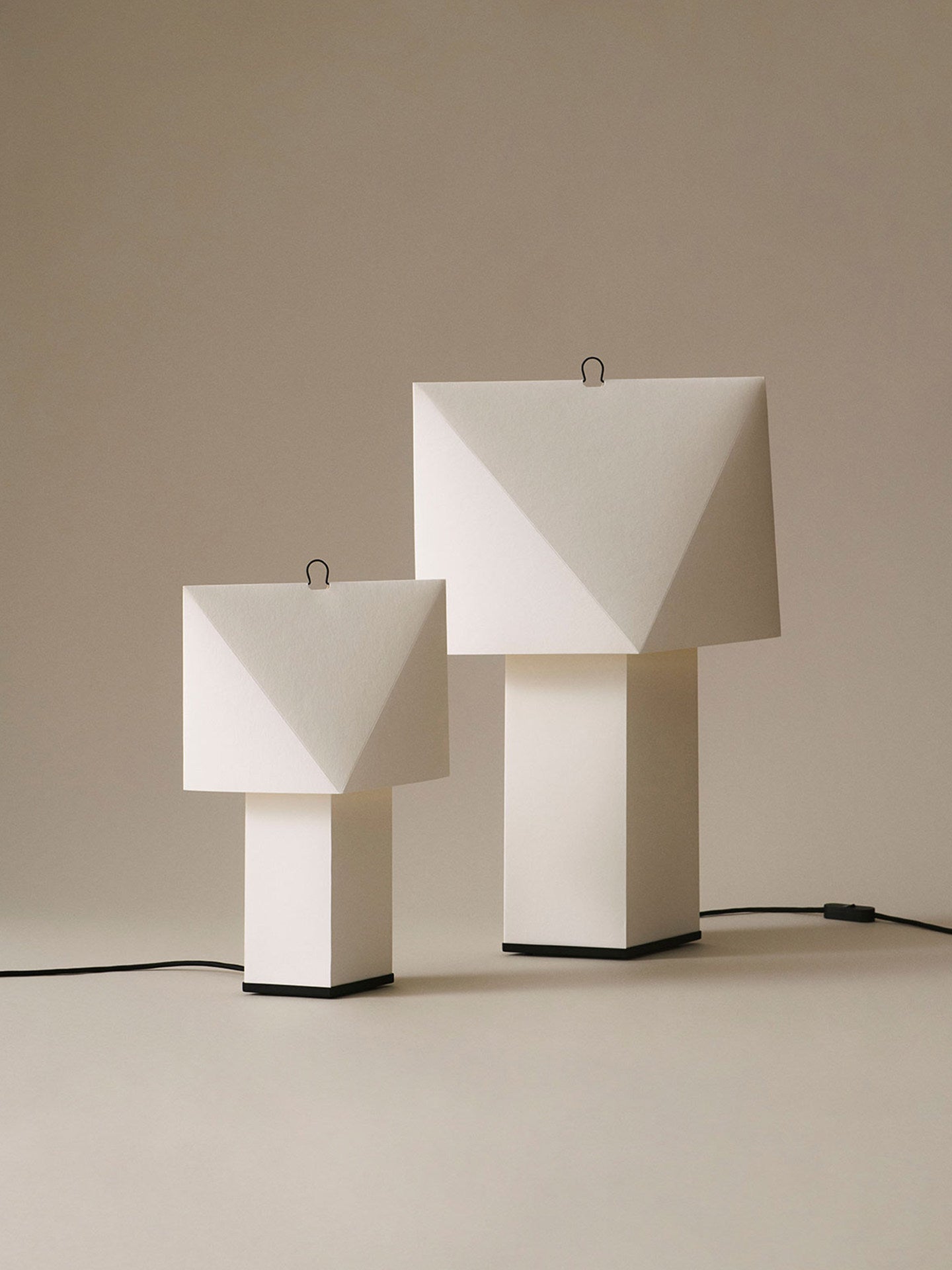 Quadrella Paper Shade Table Lamp-Neutral Decor