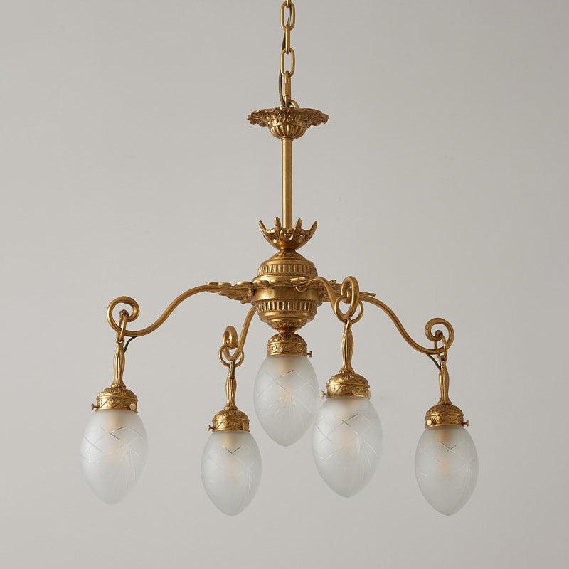 The chandelier with lights off, displayed as a sculptural art piece.