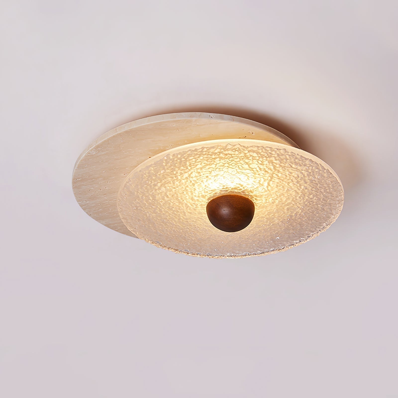 Elara Circular Travertine Ceiling Light-Neutral Decor