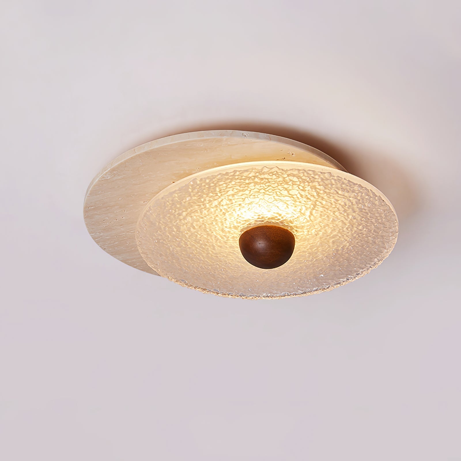 Orlora Circular Travertine Ceiling Light-Neutral Decor