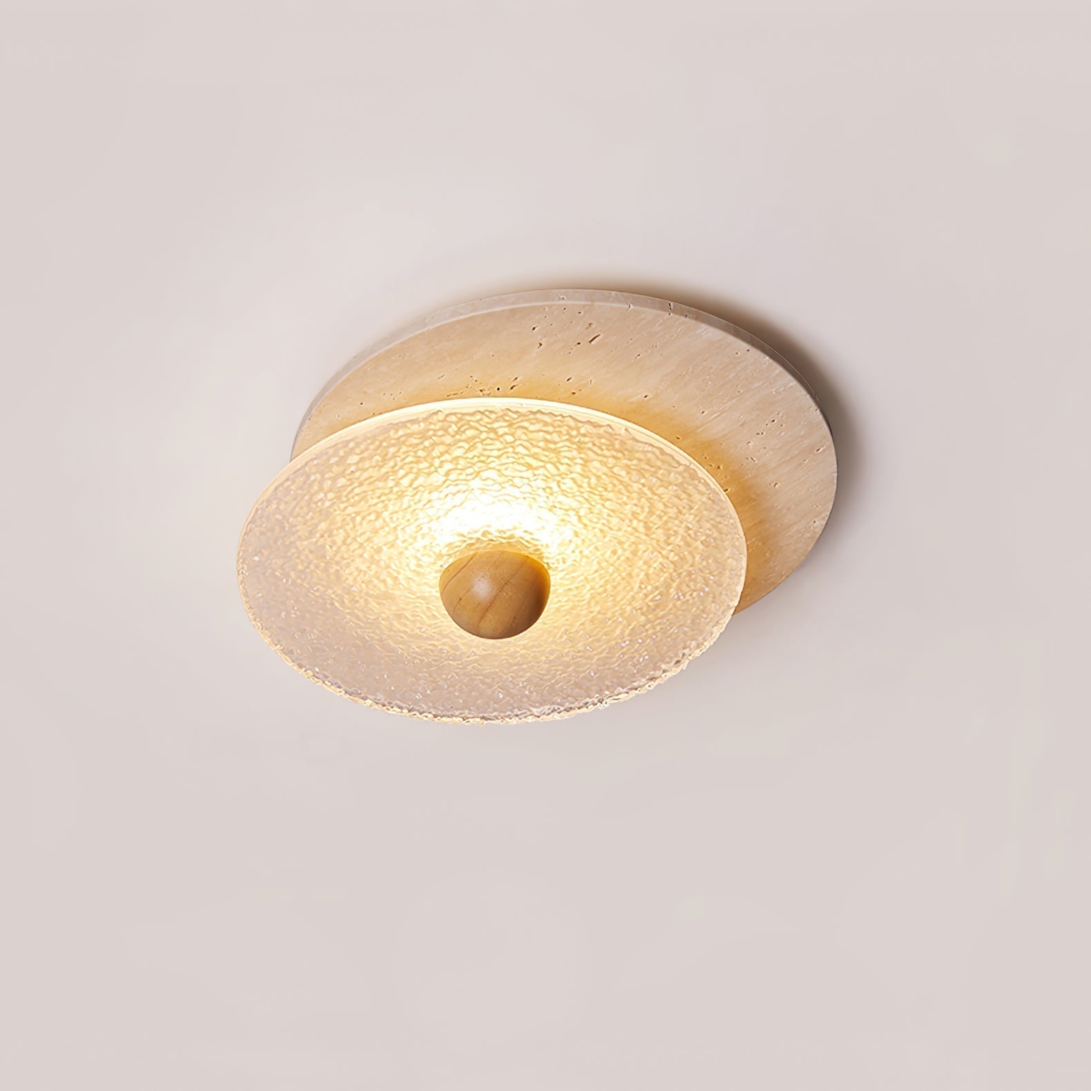 Elara Circular Travertine Ceiling Light-Neutral Decor