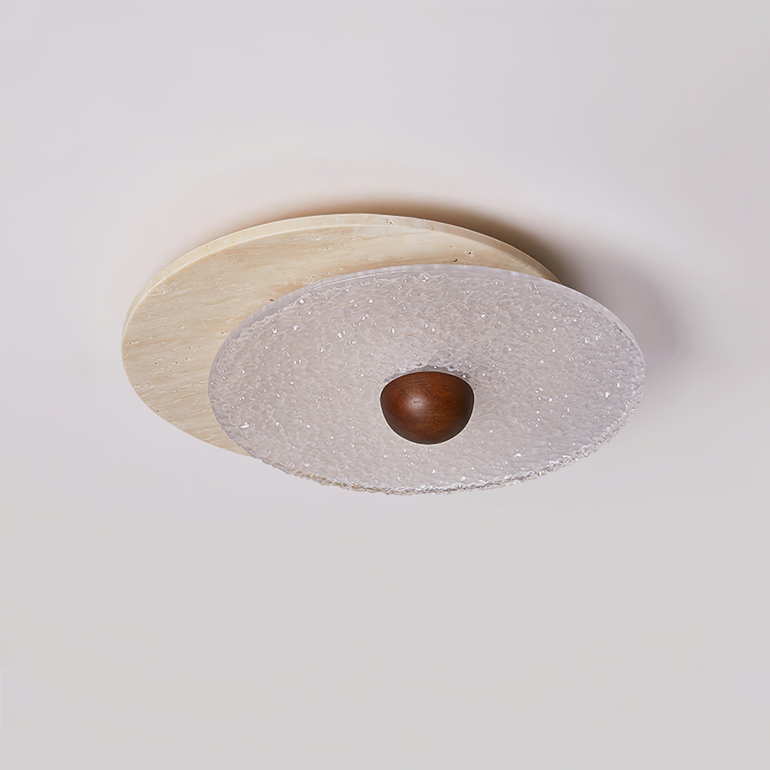 Elara Circular Travertine Ceiling Light-Neutral Decor