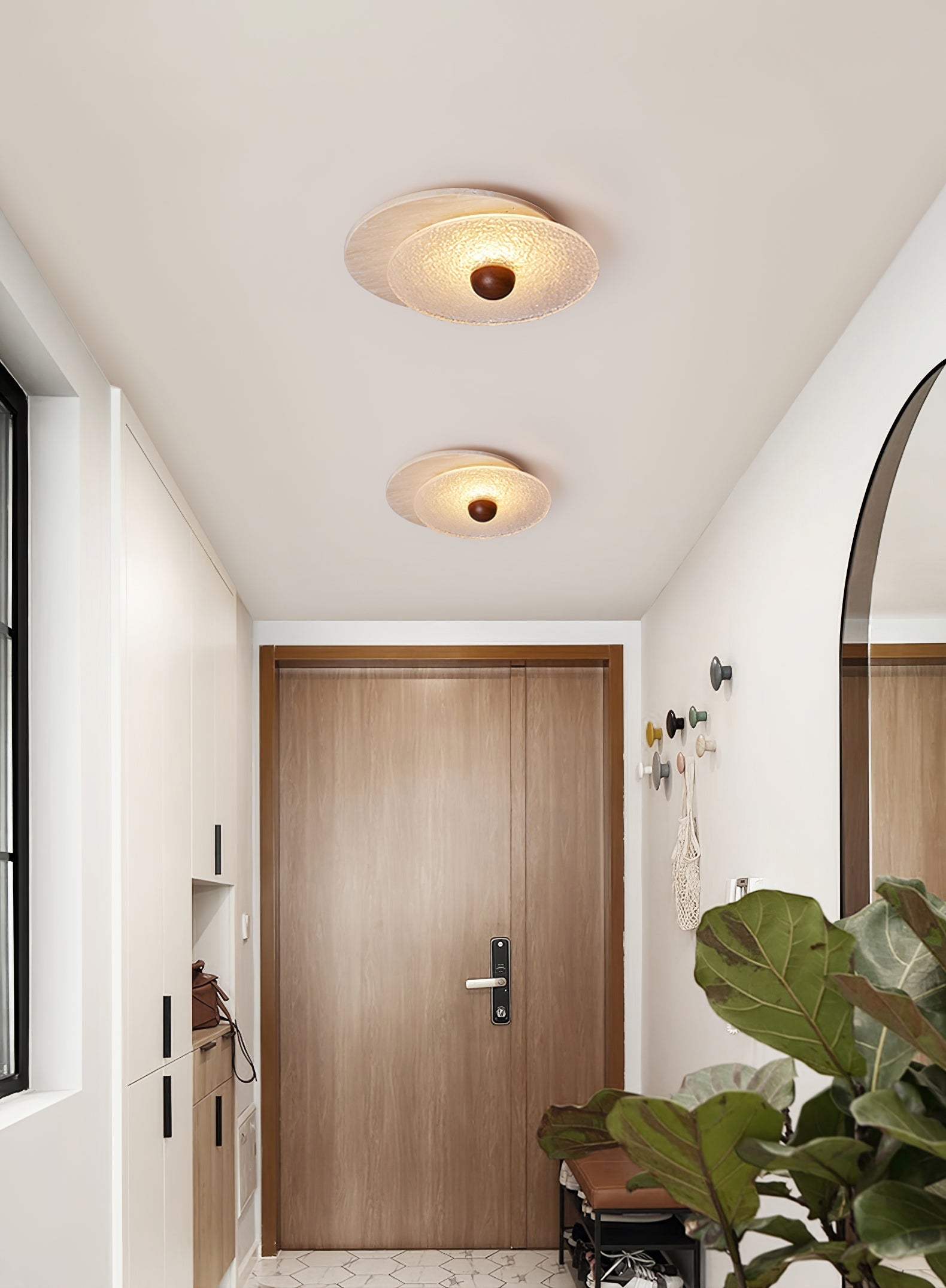 Orlora Circular Travertine Ceiling Light-Neutral Decor