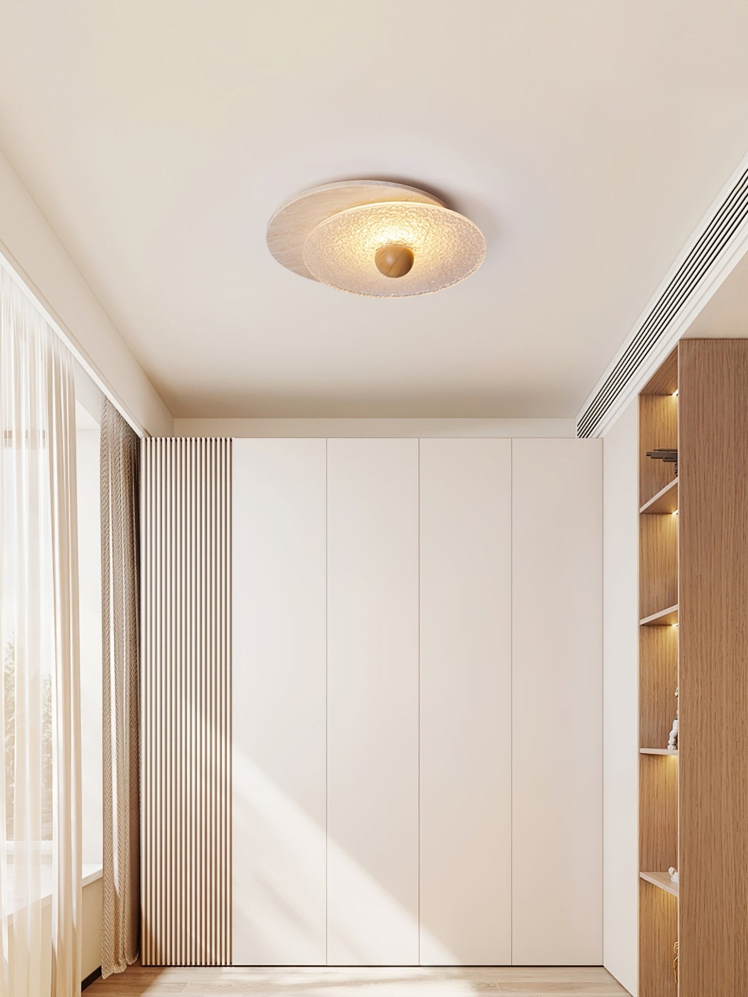 Orlora Circular Travertine Ceiling Light-Neutral Decor