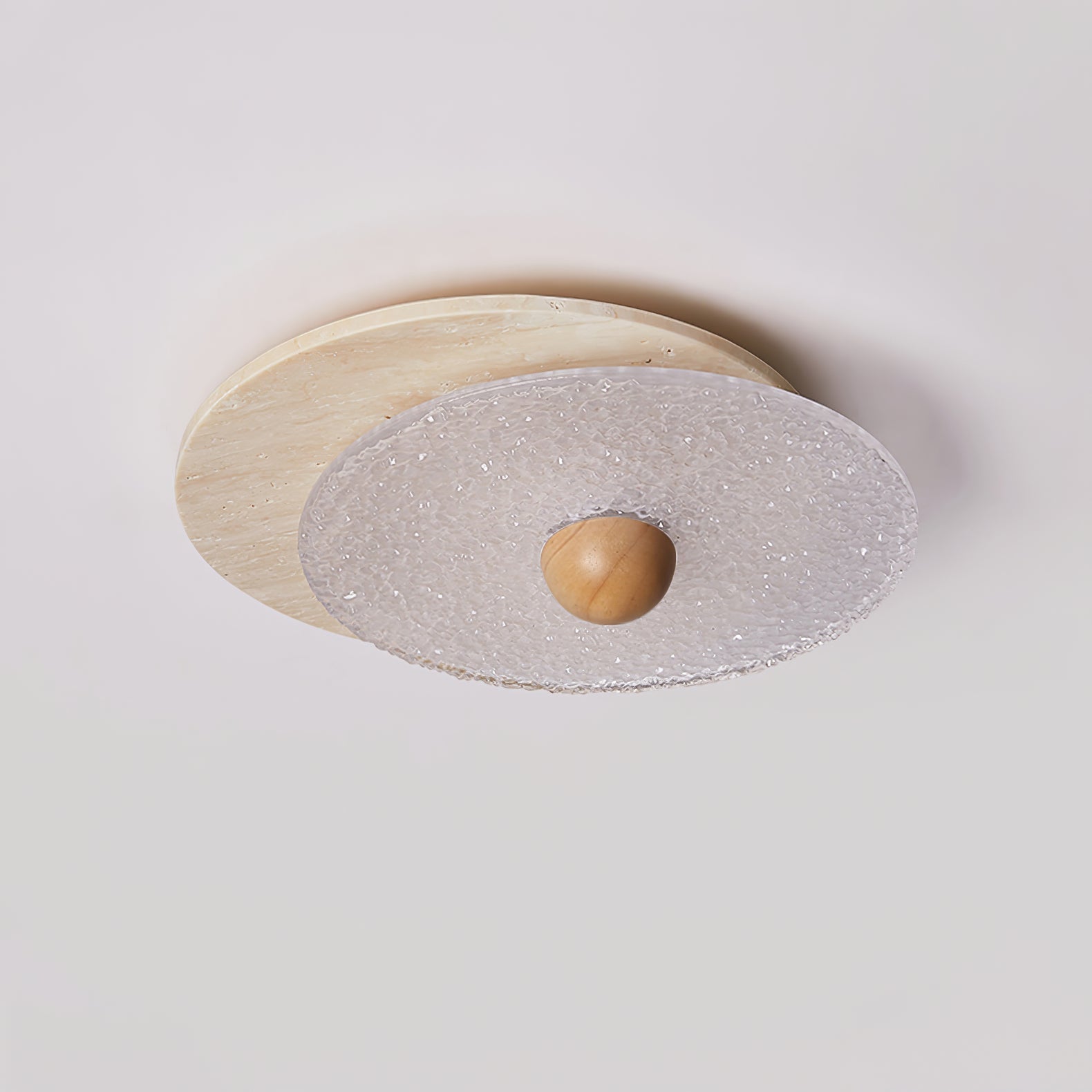 Orlora Circular Travertine Ceiling Light-Neutral Decor