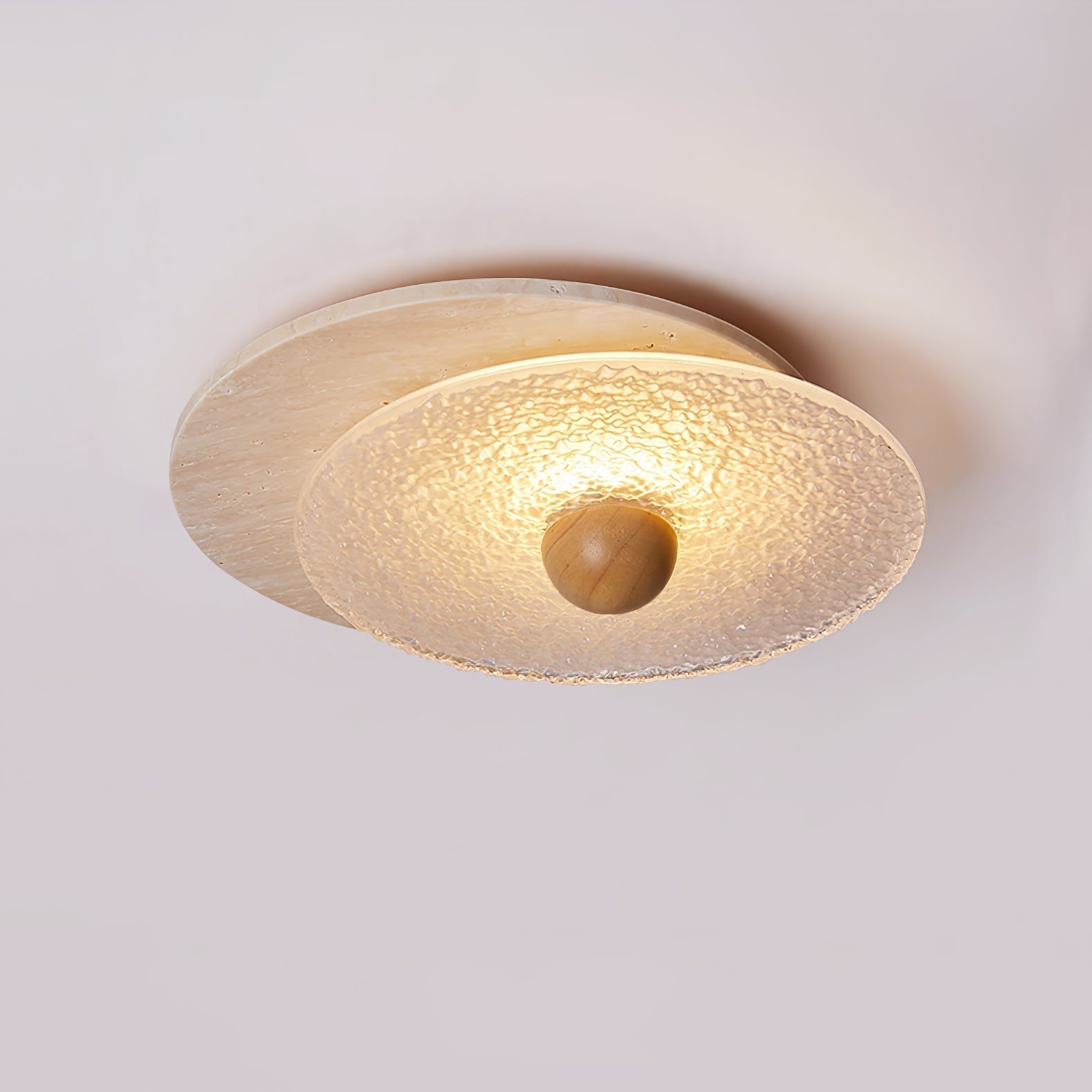 Elara Circular Travertine Ceiling Light-Neutral Decor