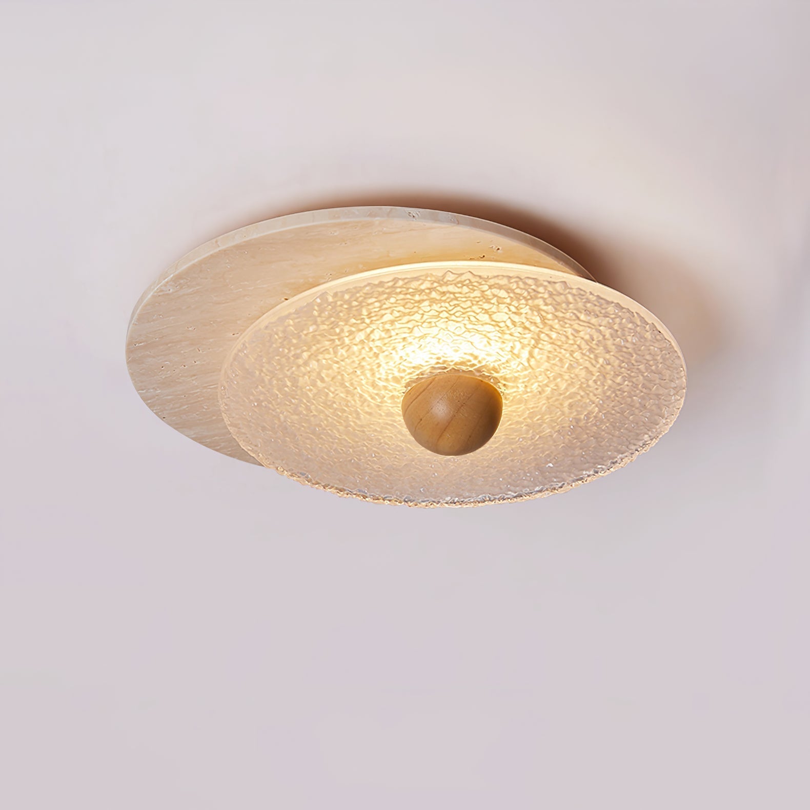 Orlora Circular Travertine Ceiling Light-Neutral Decor