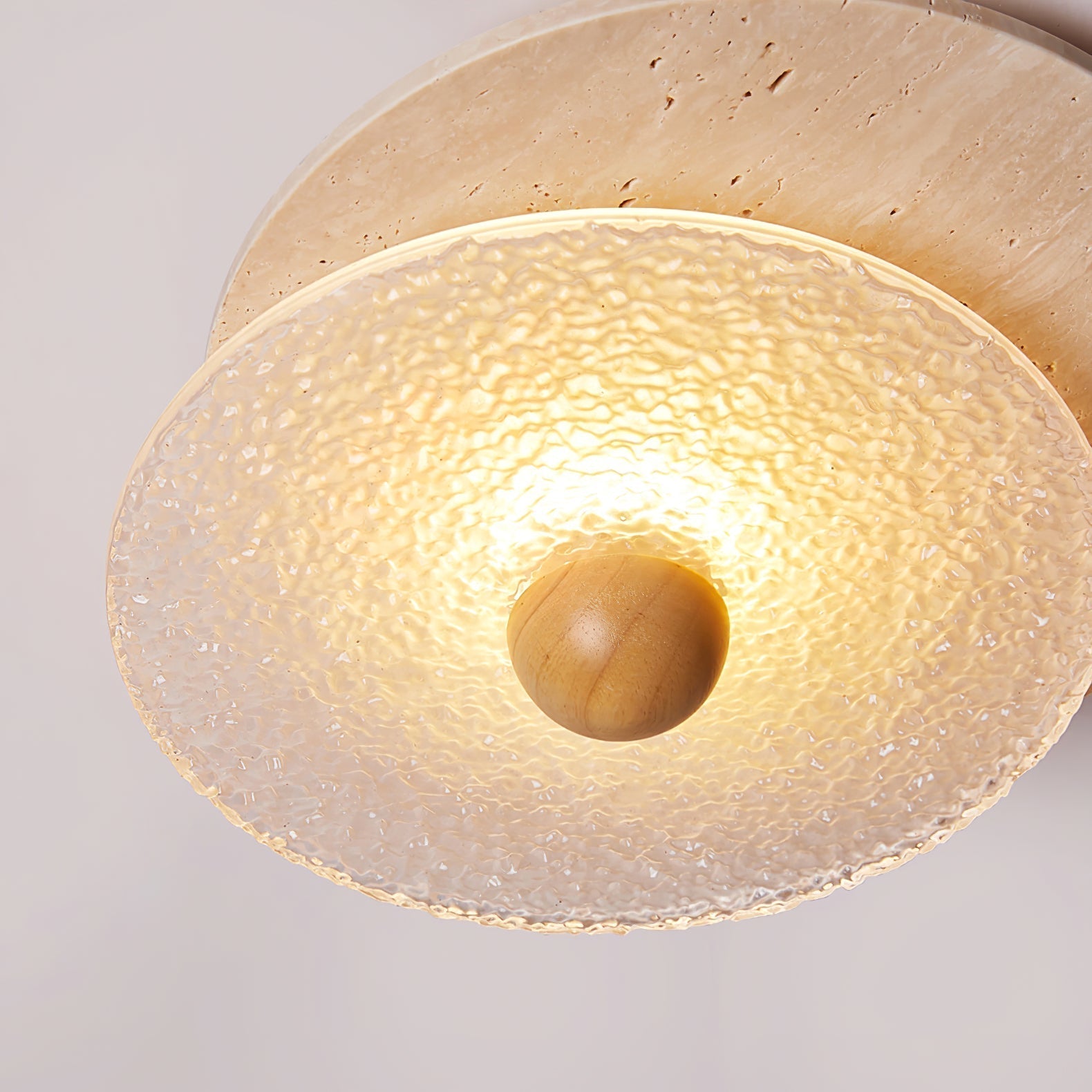 Elara Circular Travertine Ceiling Light-Neutral Decor