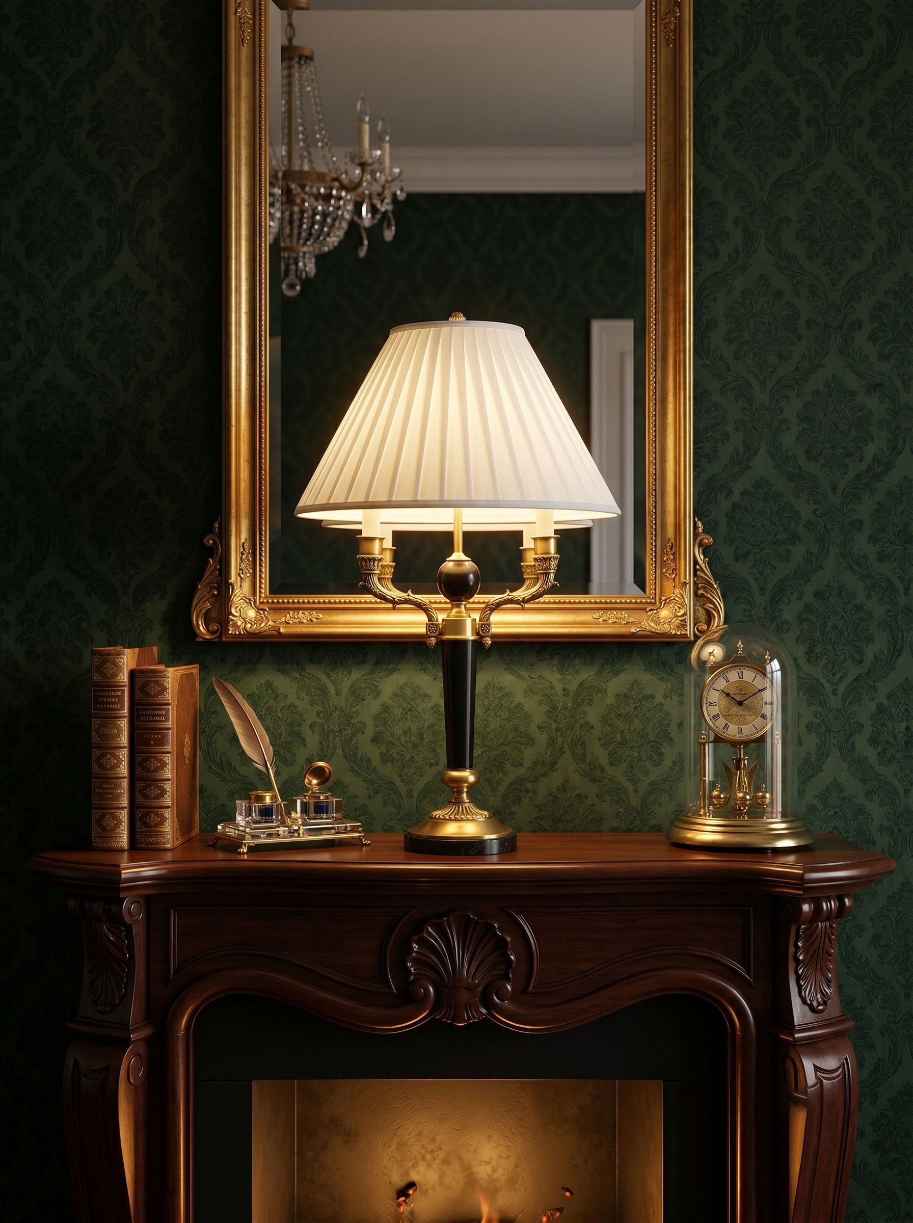 Side view of the Ellender Candelabra Table Lamp, highlighting its dual arms.