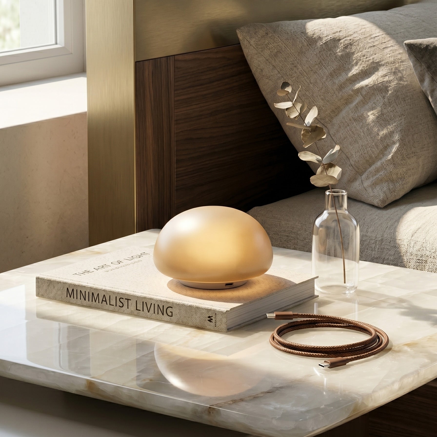 Side-by-side comparison of the short and tall Alabaster Petite lamps.