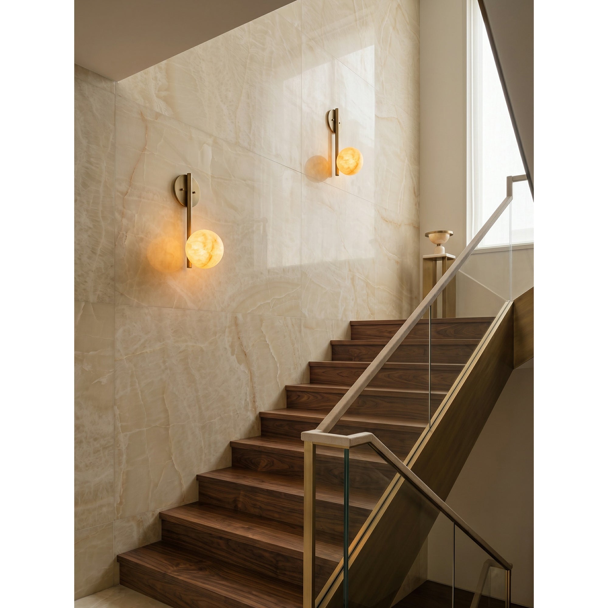 Product dimensions diagram for the Adrion Alabaster Wall Sconce.