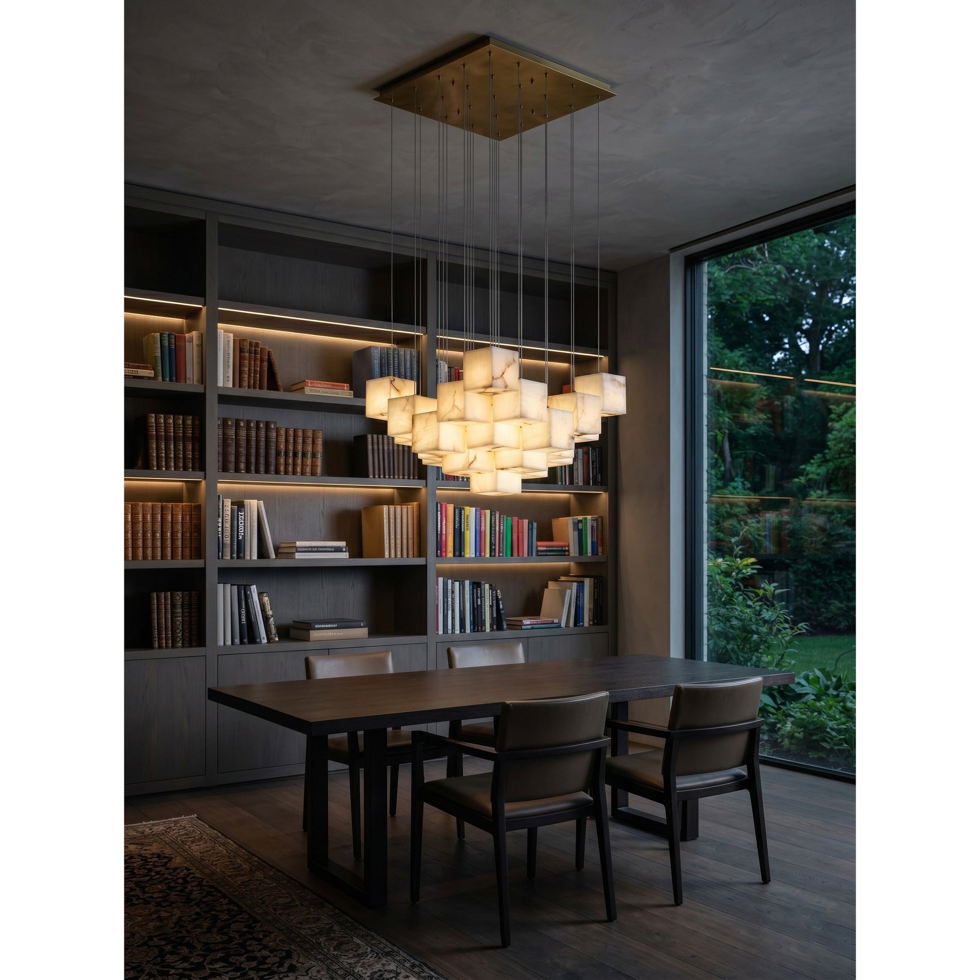 Full view of the 36A-head Alabaster Box Chandelier configuration.