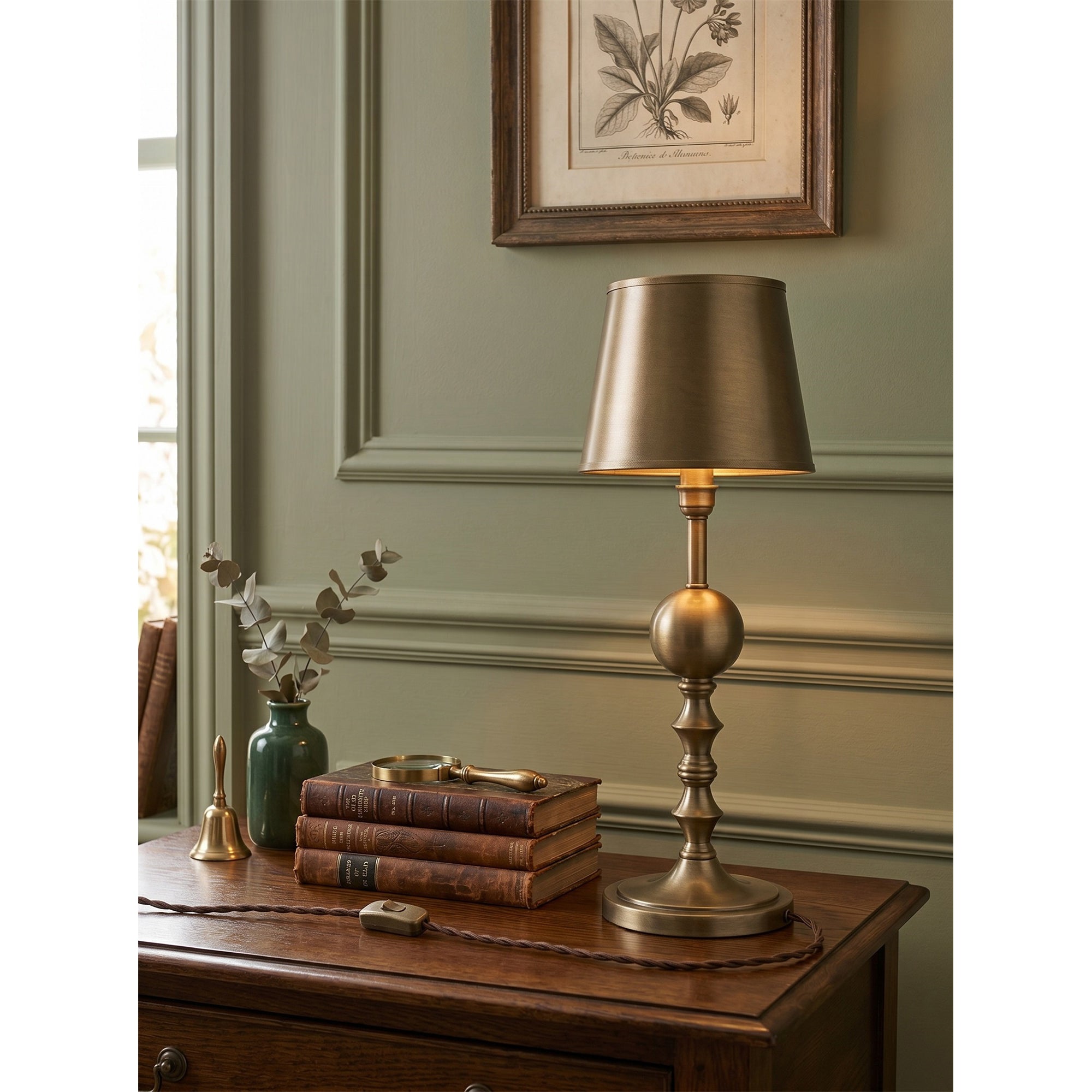 Side profile of the 4-head Alden Table Lamp showcasing its height.