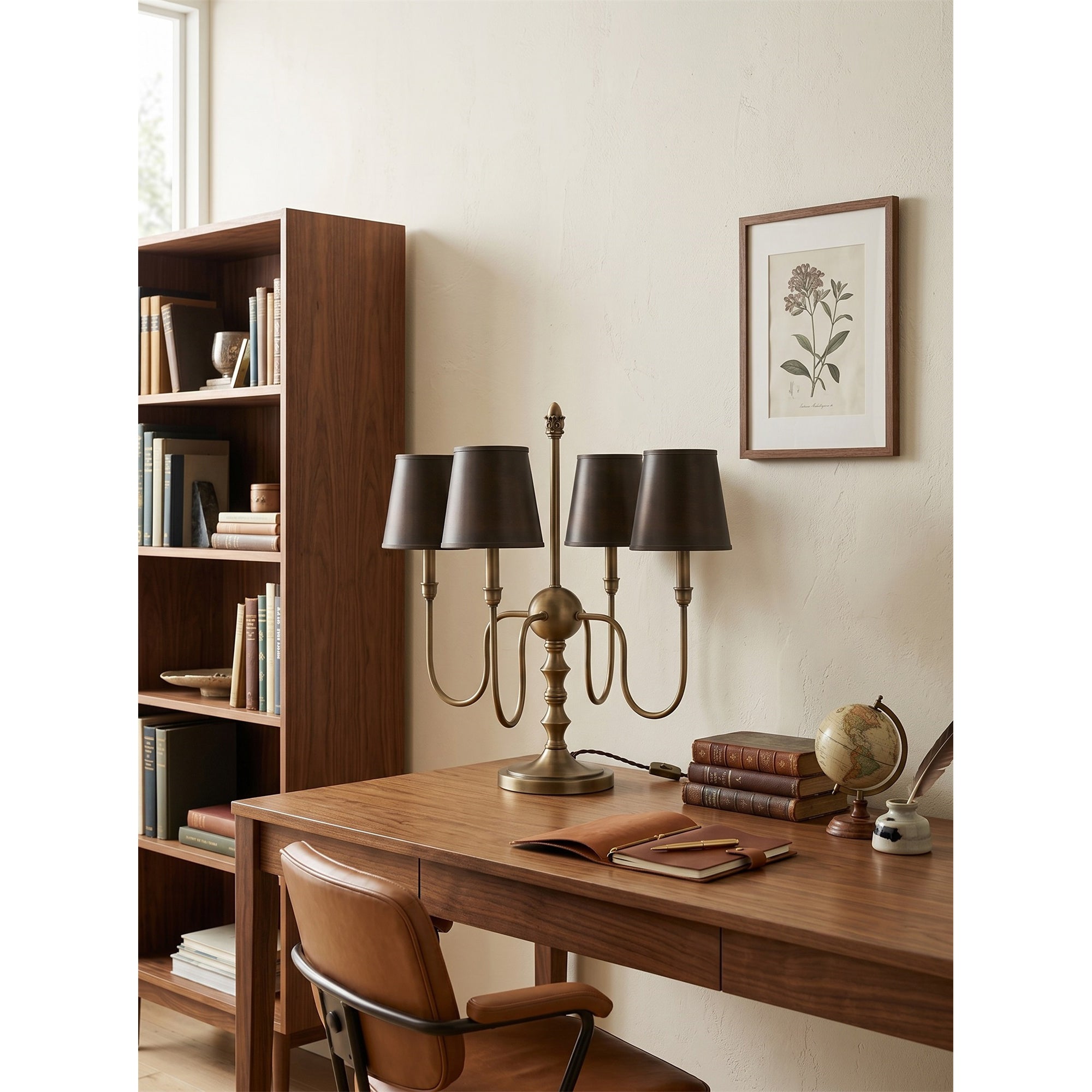 Angled view of the Alden lamp highlighting its traditional design.