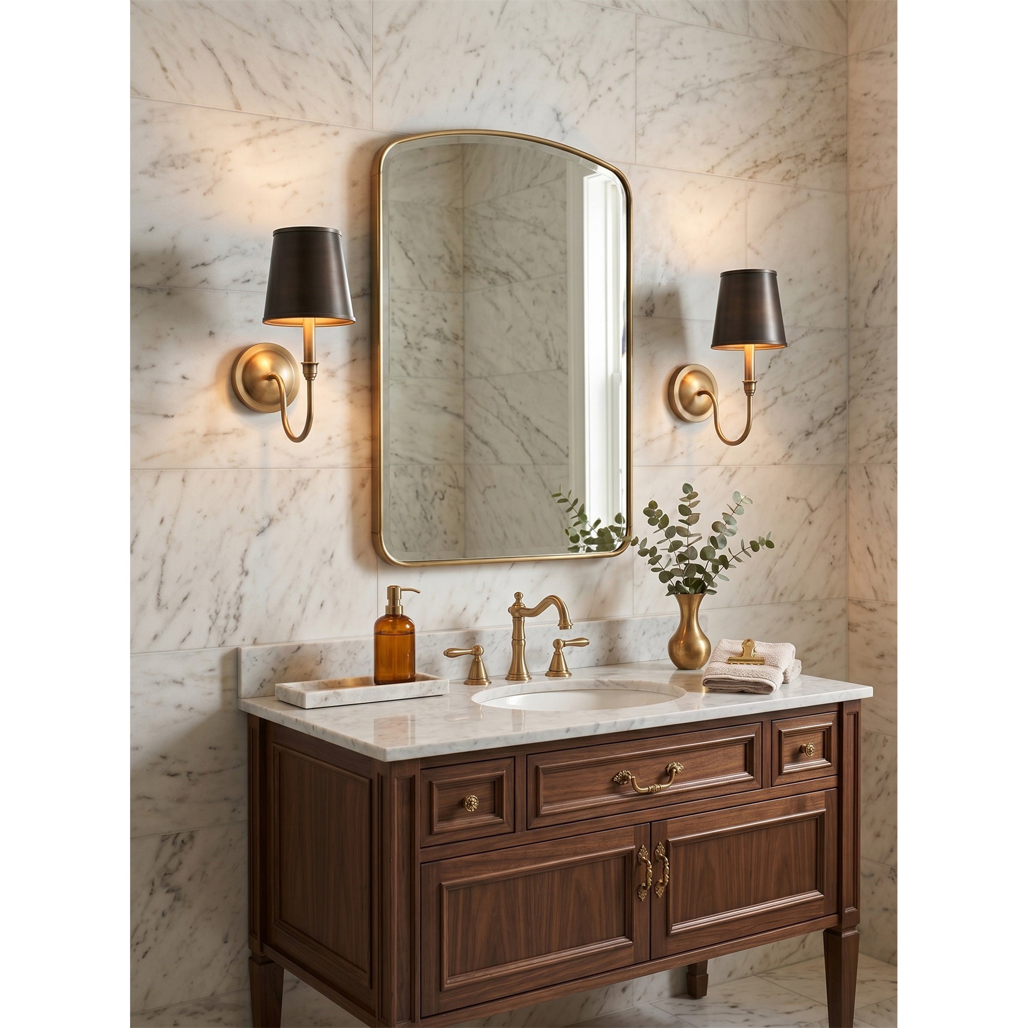Comparison of the black bronze and antique brass shade options.