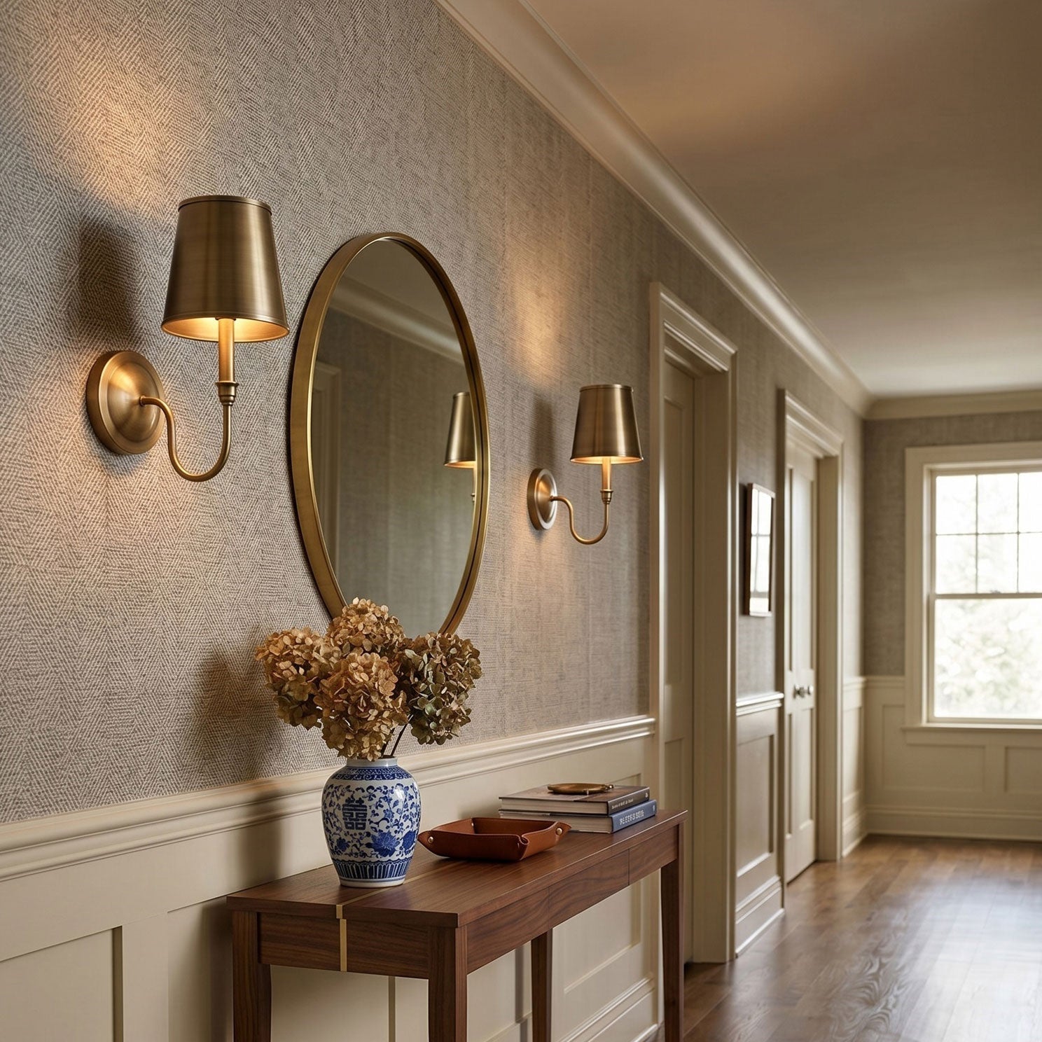 Front view of the Alden Wall Sconce showcasing its traditional design.