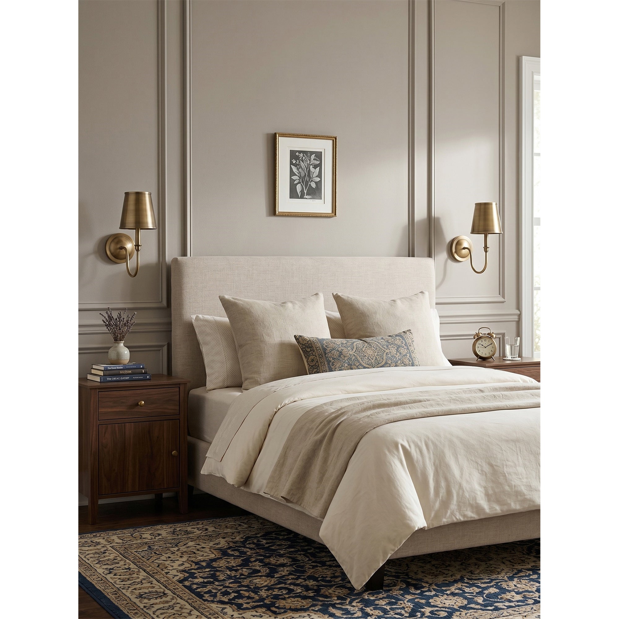 The Alden Wall Sconce installed in a cozy bedroom setting.