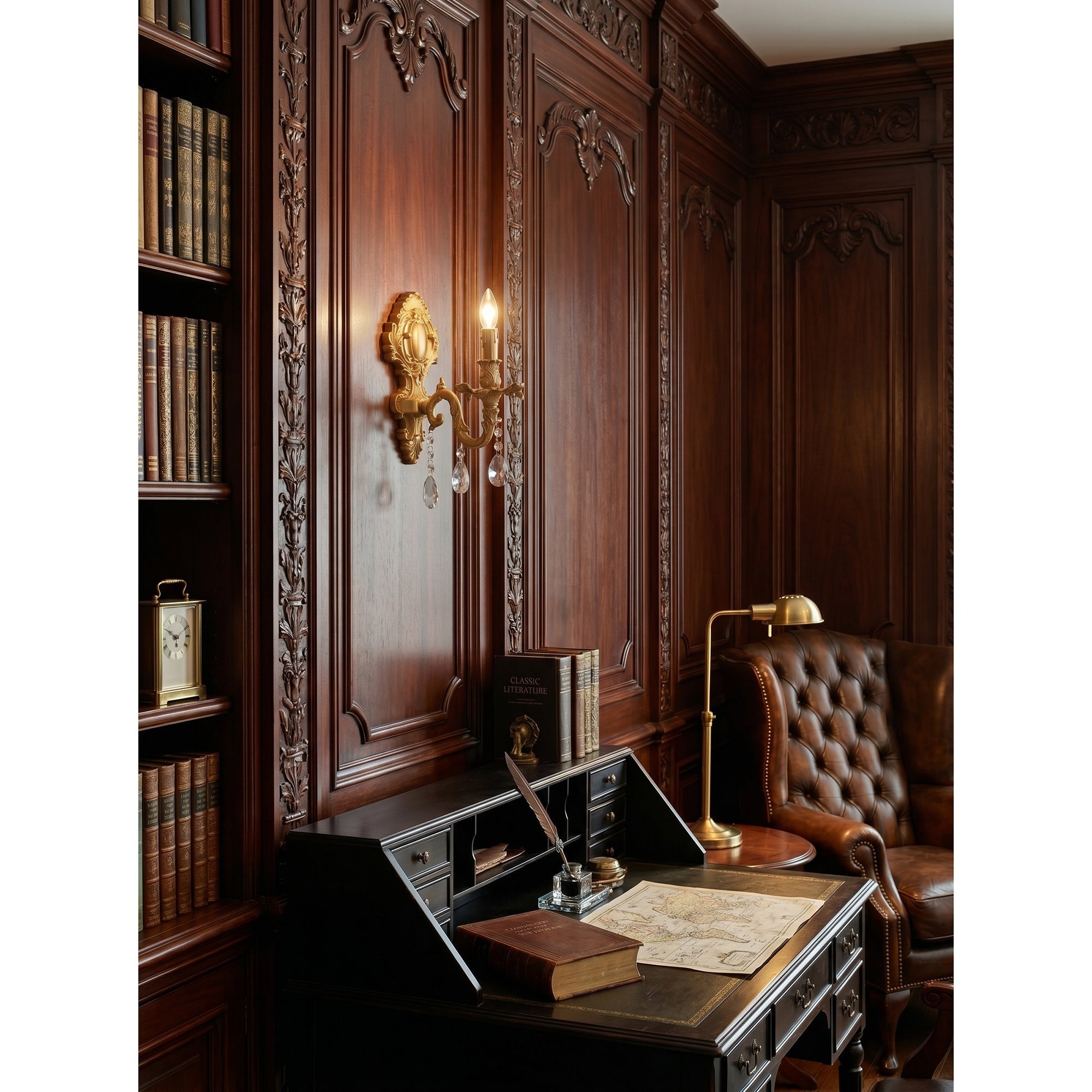 Aldepo Wall Sconce in a powder room setting.