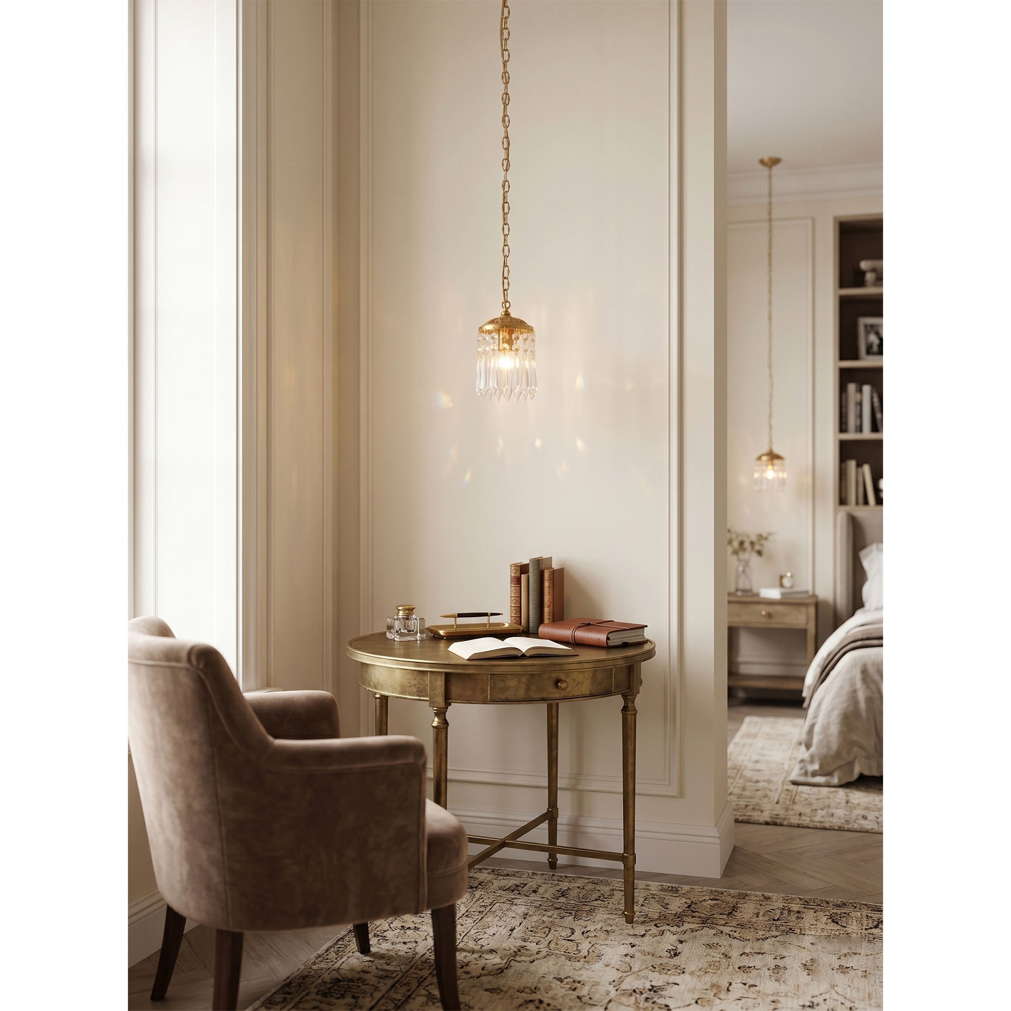 The pendant lamp adding a touch of elegance to a dining nook.